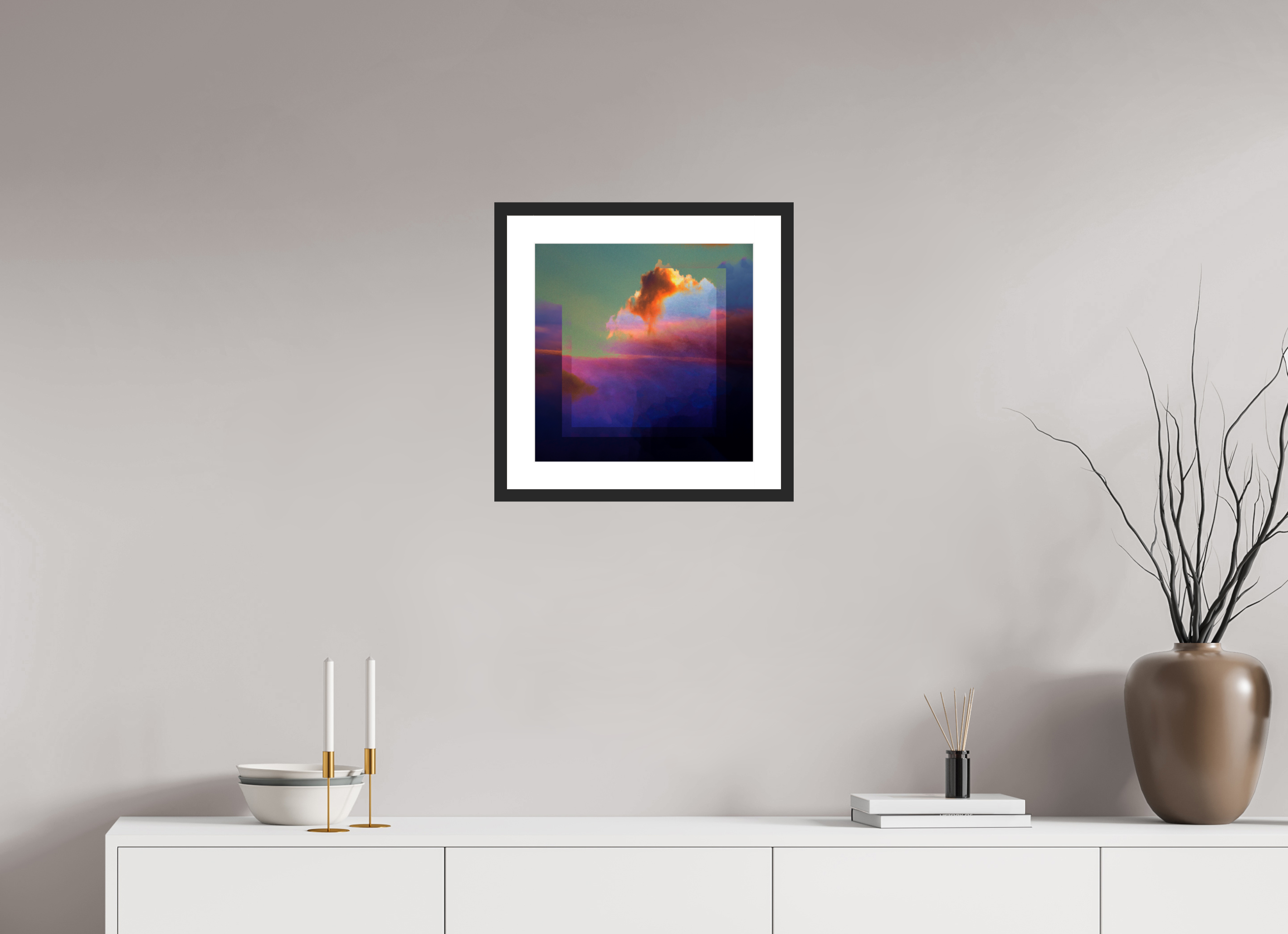 15 x 15″, Fuji Crystal Archive Print Framed (Black) Lofi Clouds