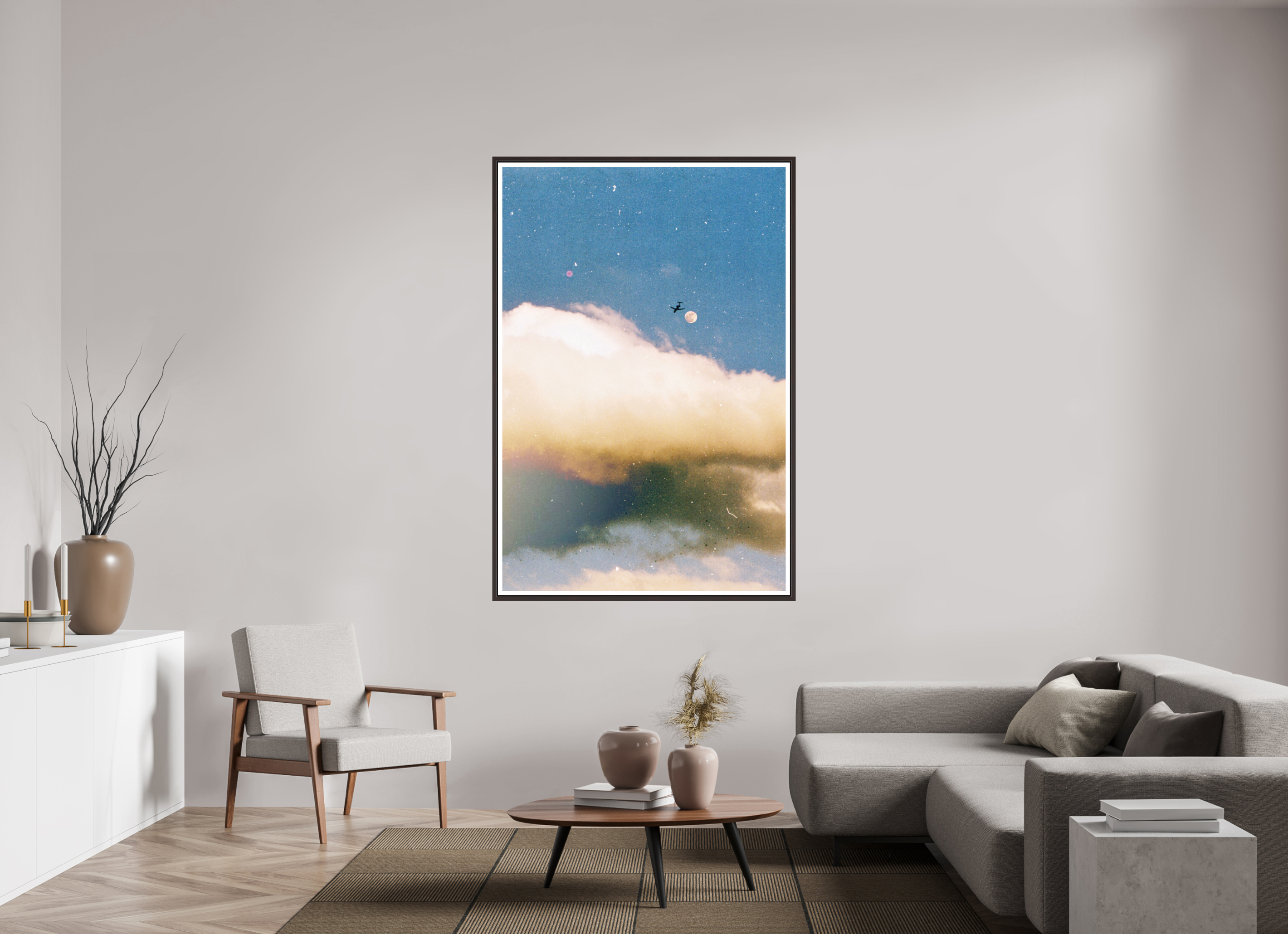 44 x 66″, Floater Frame (Alder Brown) Flying
