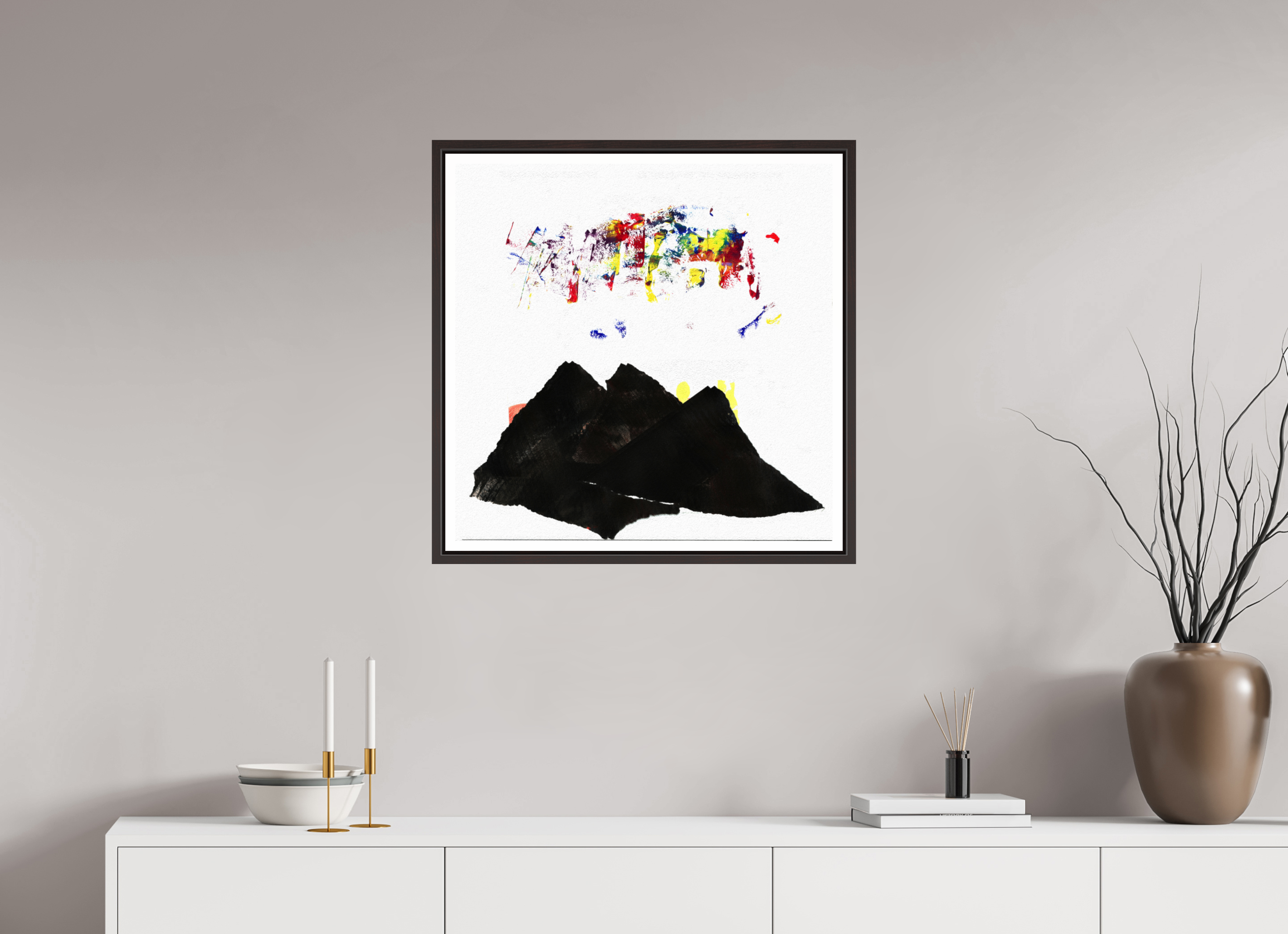 25 x 25″, Floater Frame (Alder Brown) Northern Lights