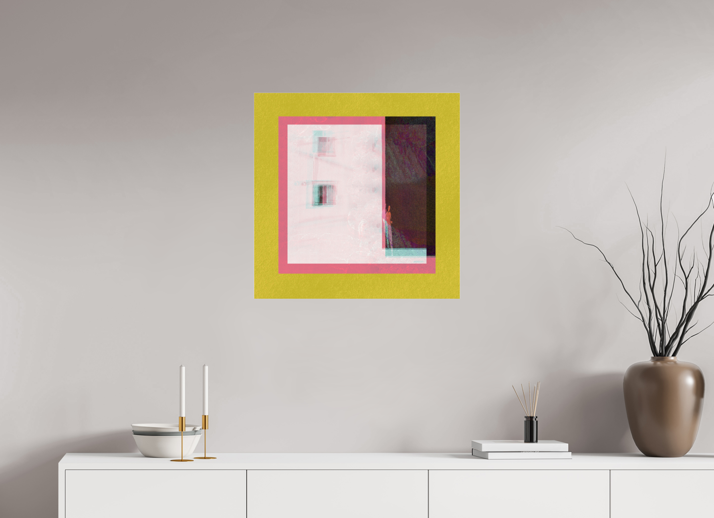 25 x 25″, Photo Print Under Acrylic Glass Corner Store