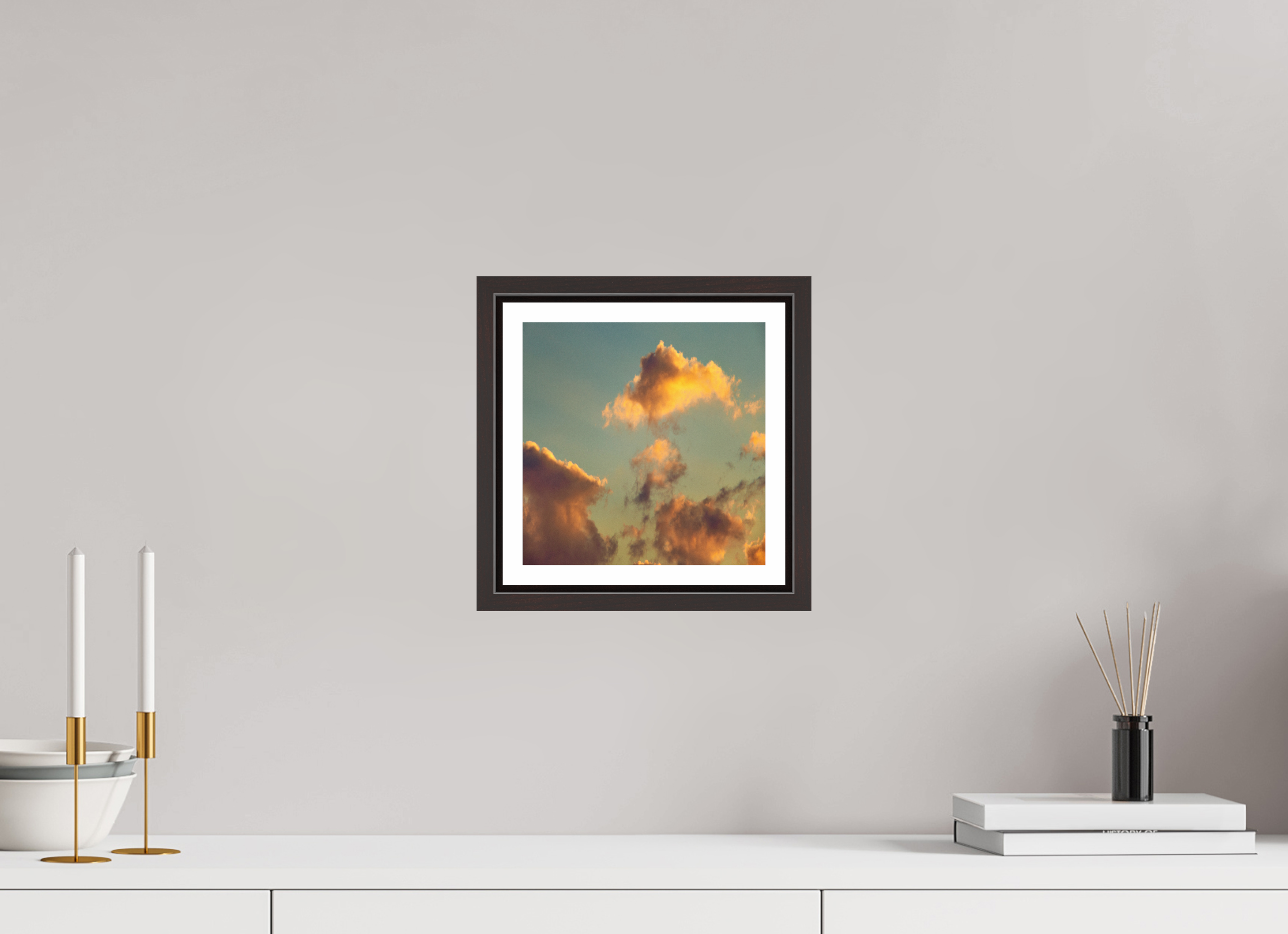 8 x 8″, Floater Frame (Alder Brown) "Golden Hour"