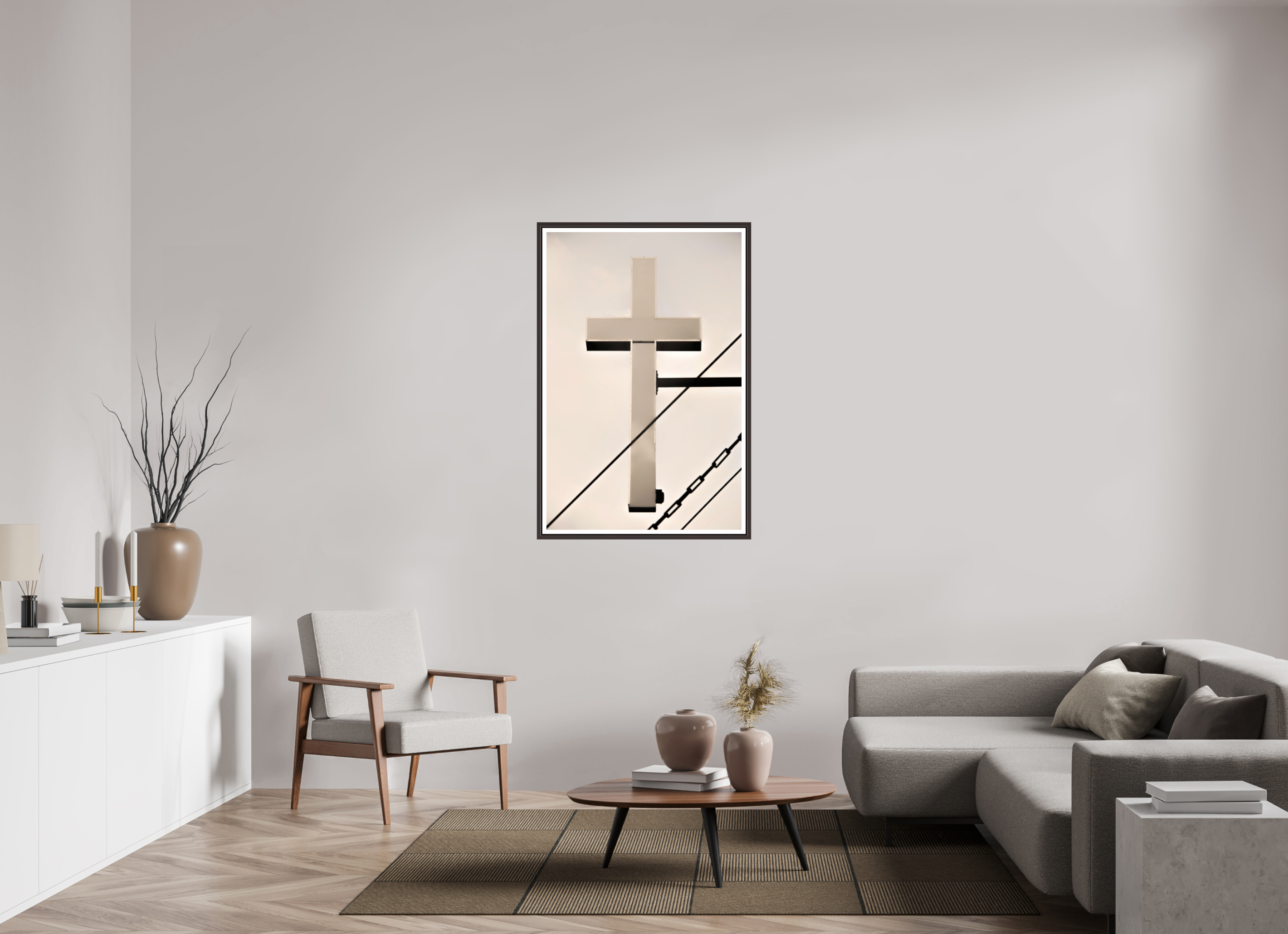 31 x 47.4″, Floater Frame (Alder Brown) Catholic School