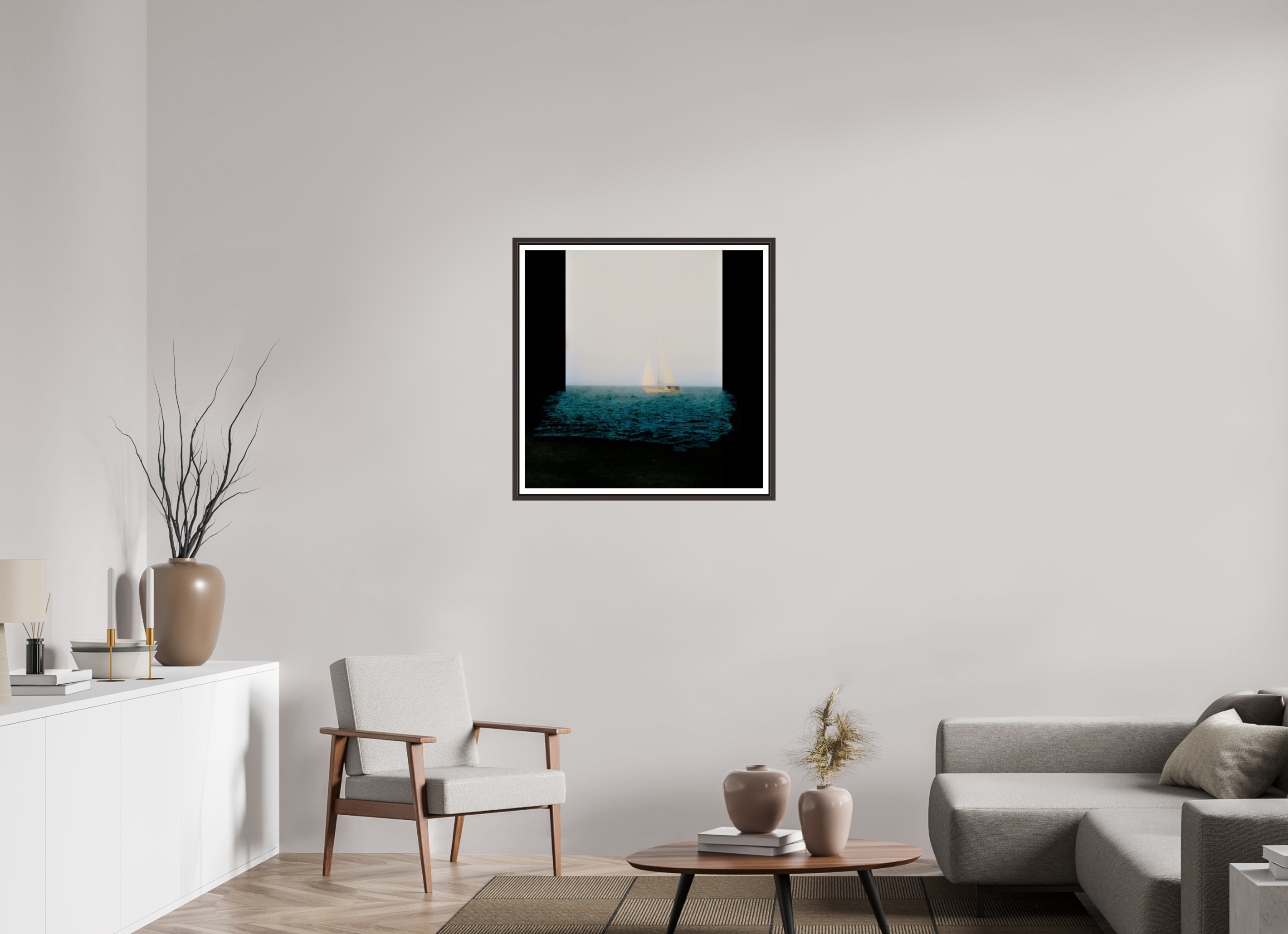 30 x 30″, Floater Frame (Alder Brown) Sleeps While Walking