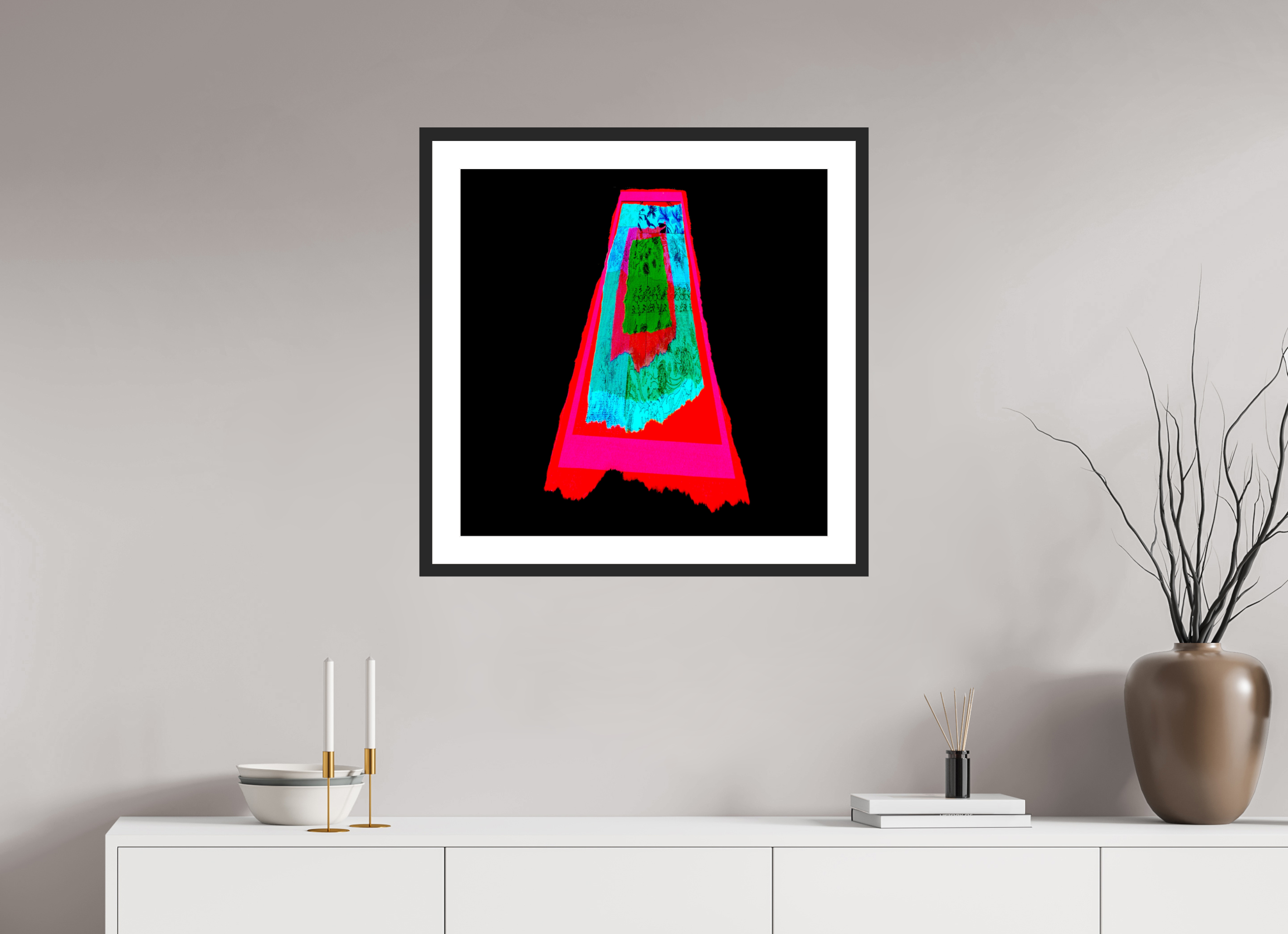 25 x 25″, Framed #1 drip