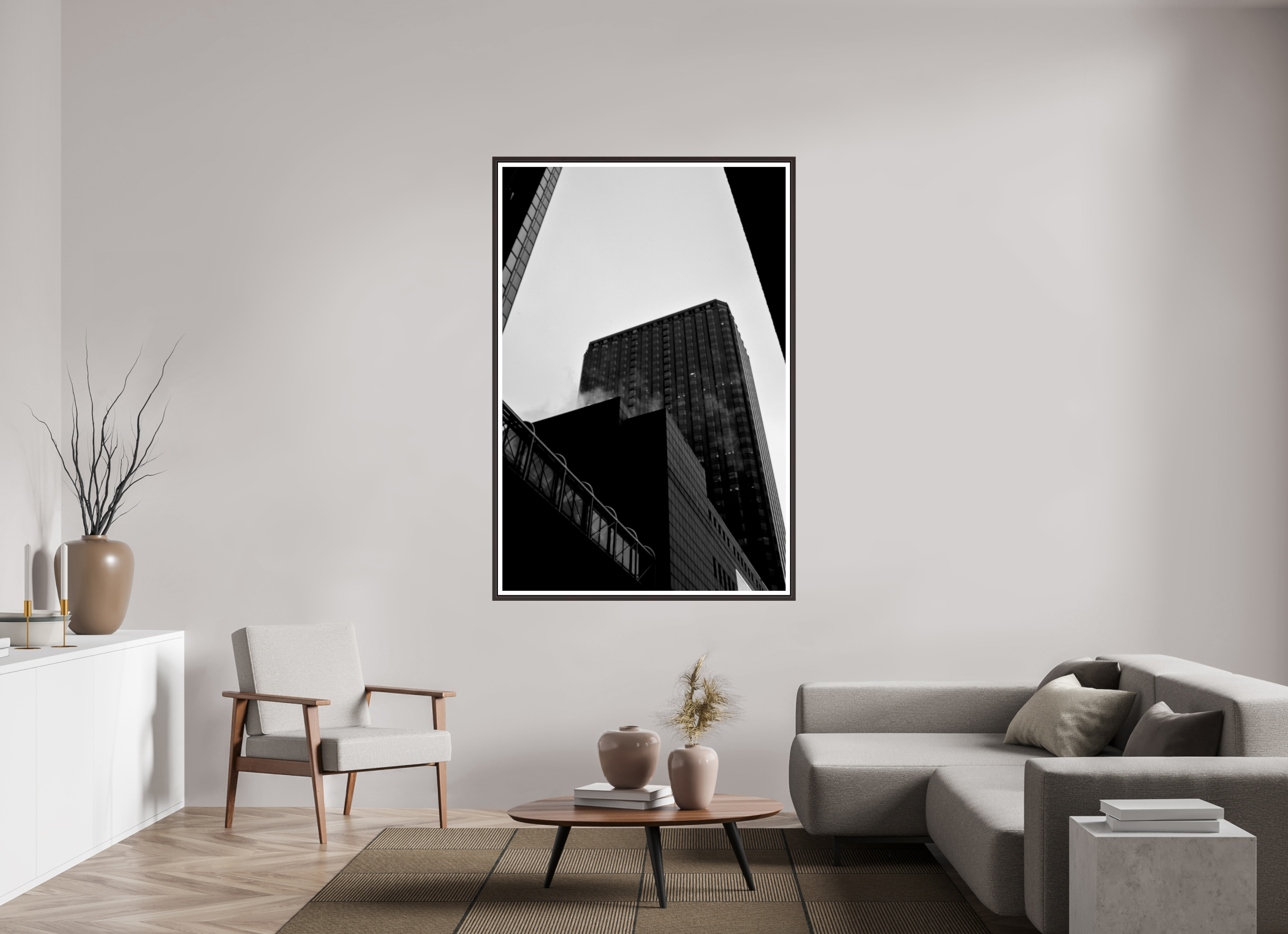 44 x 66″, Floater Frame (Alder Brown) Financial District