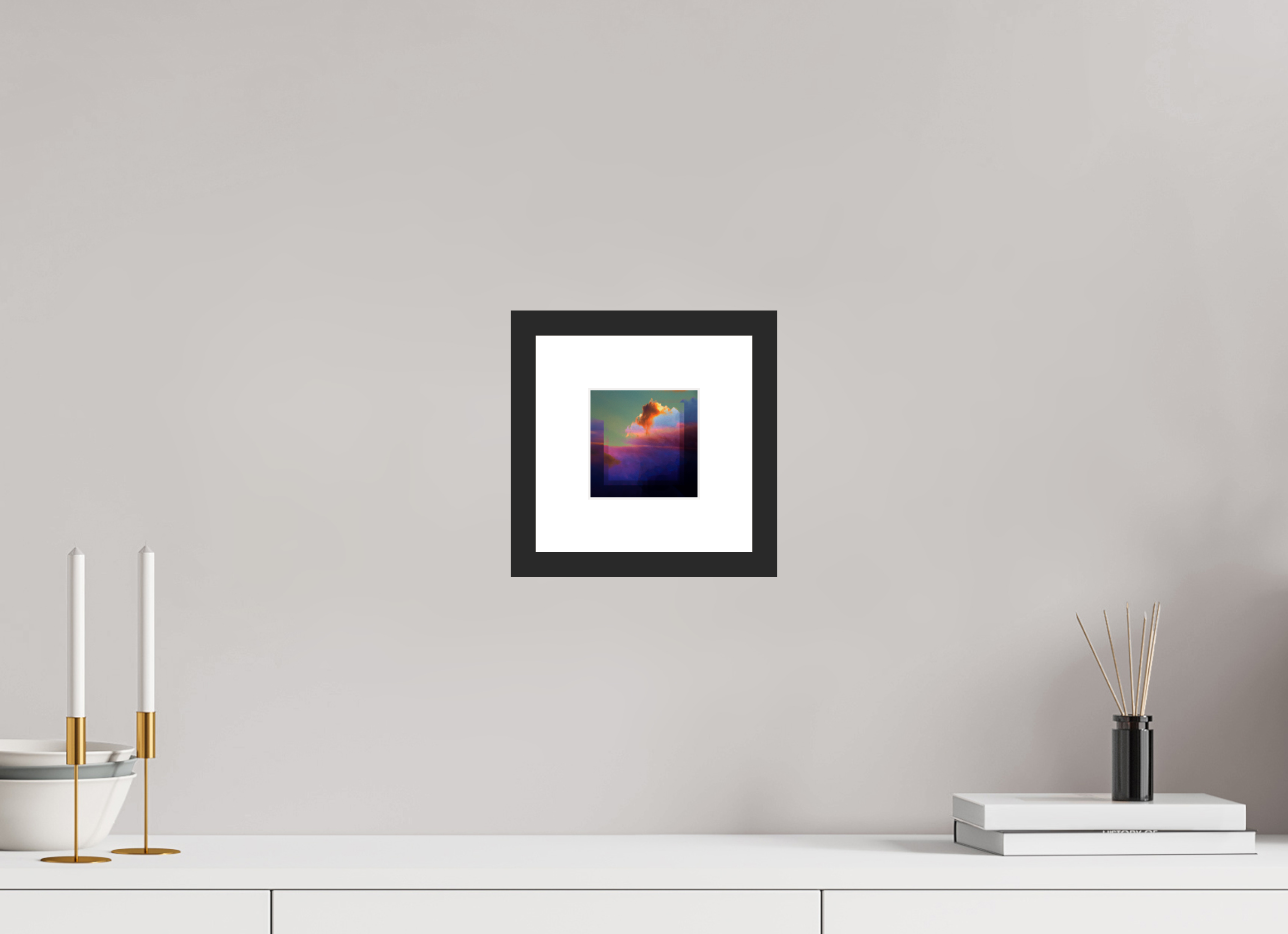 4 x 4″, Fuji Crystal Archive Print Framed (Black) Lofi Clouds