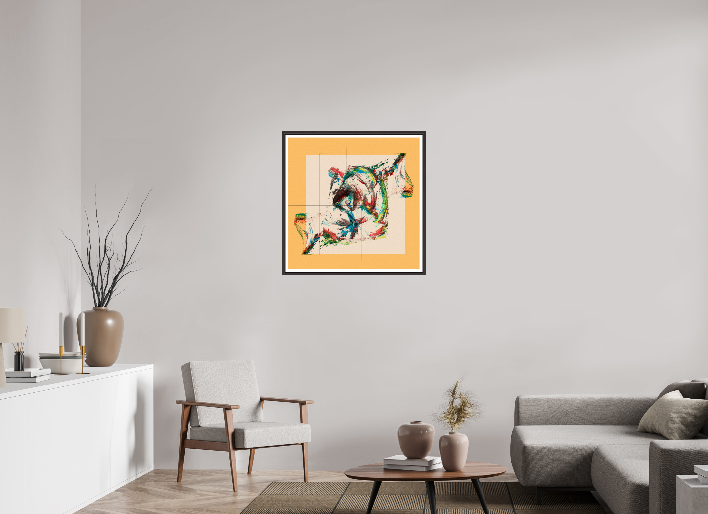 30 x 30″, Floater Frame (Alder Brown) Roses