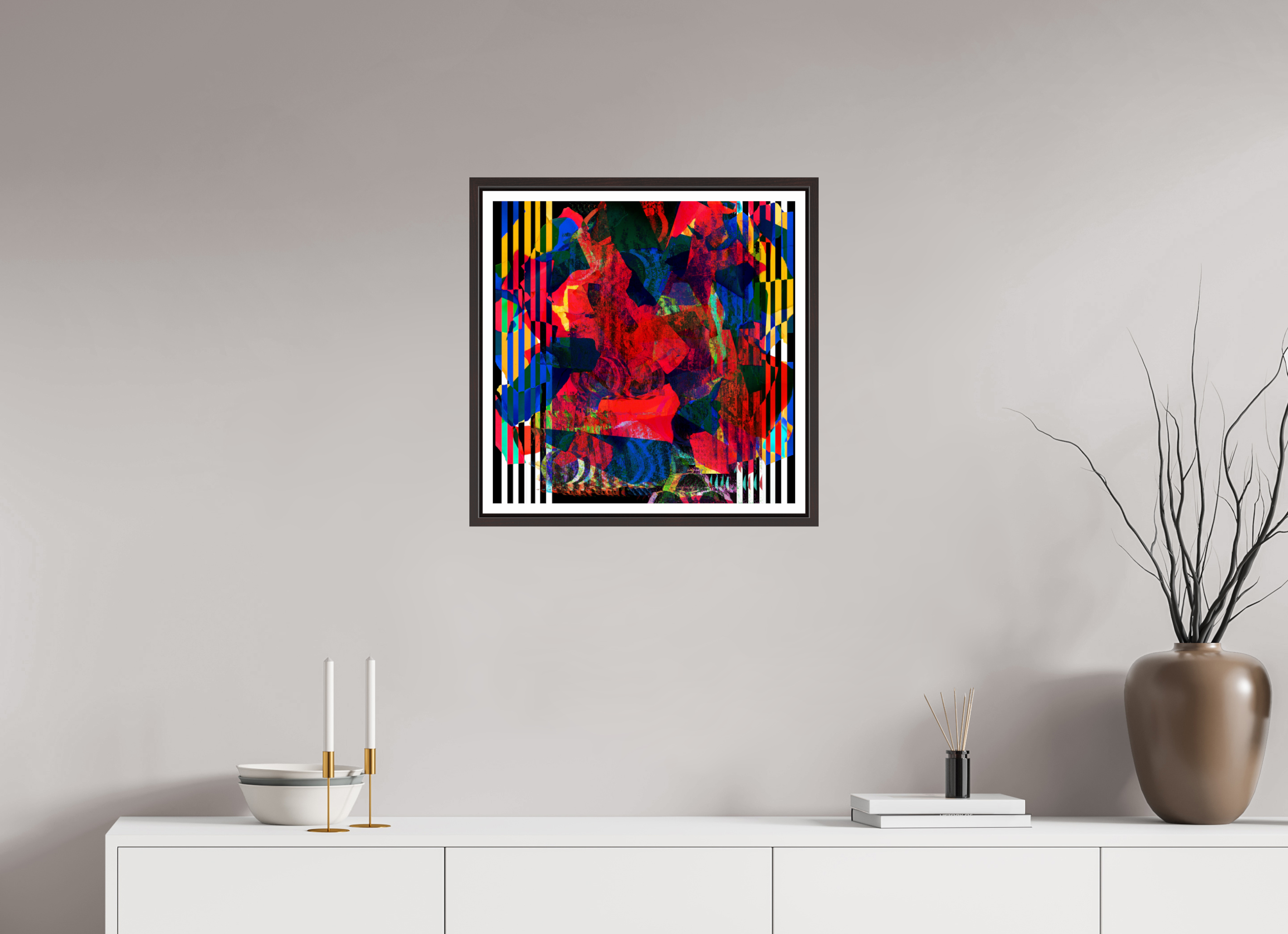 20 x 20″, Floater Frame (Alder Brown) Blooms