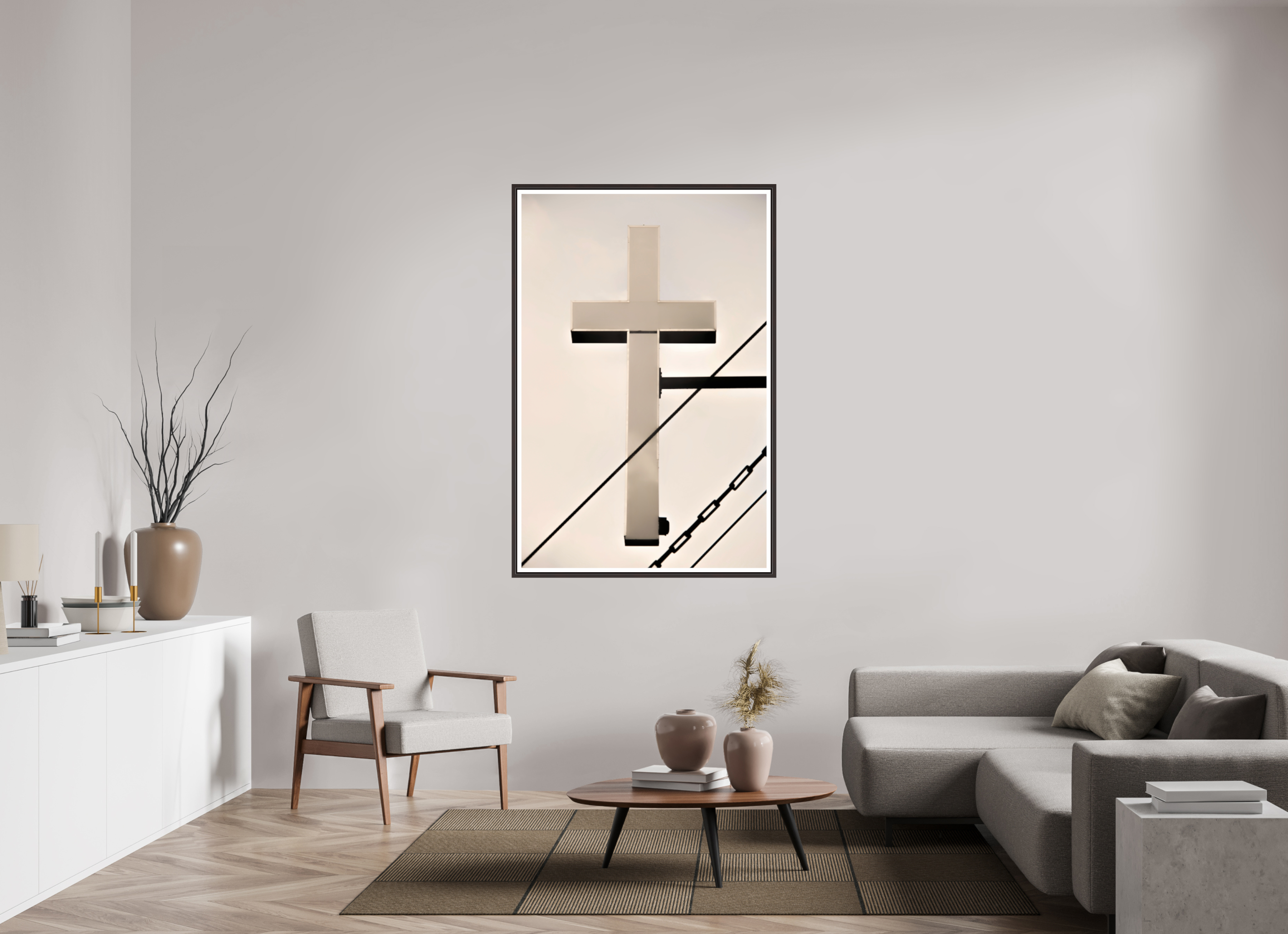 39 x 59.7″, Floater Frame (Alder Brown) Catholic School