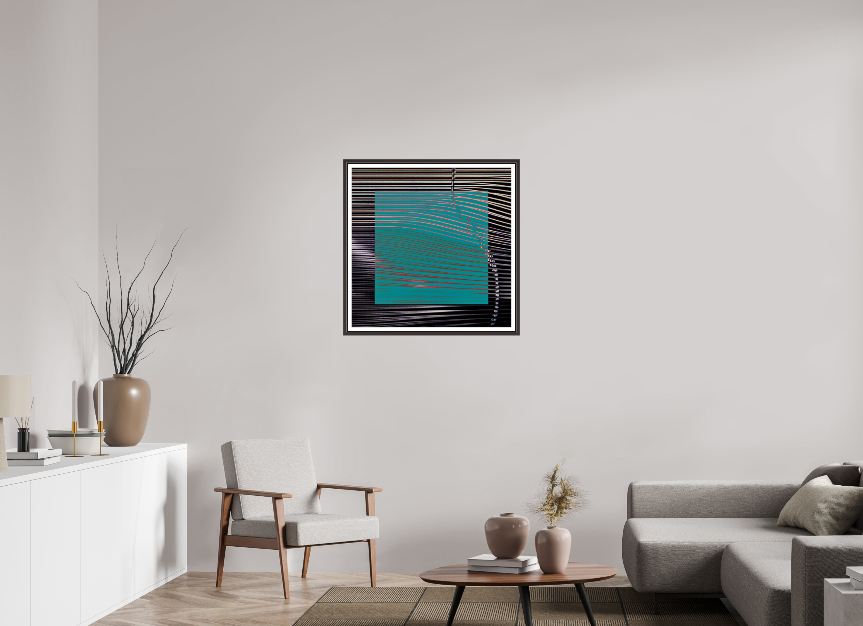 30 x 30″, Floater Frame (Alder Brown) New Wave