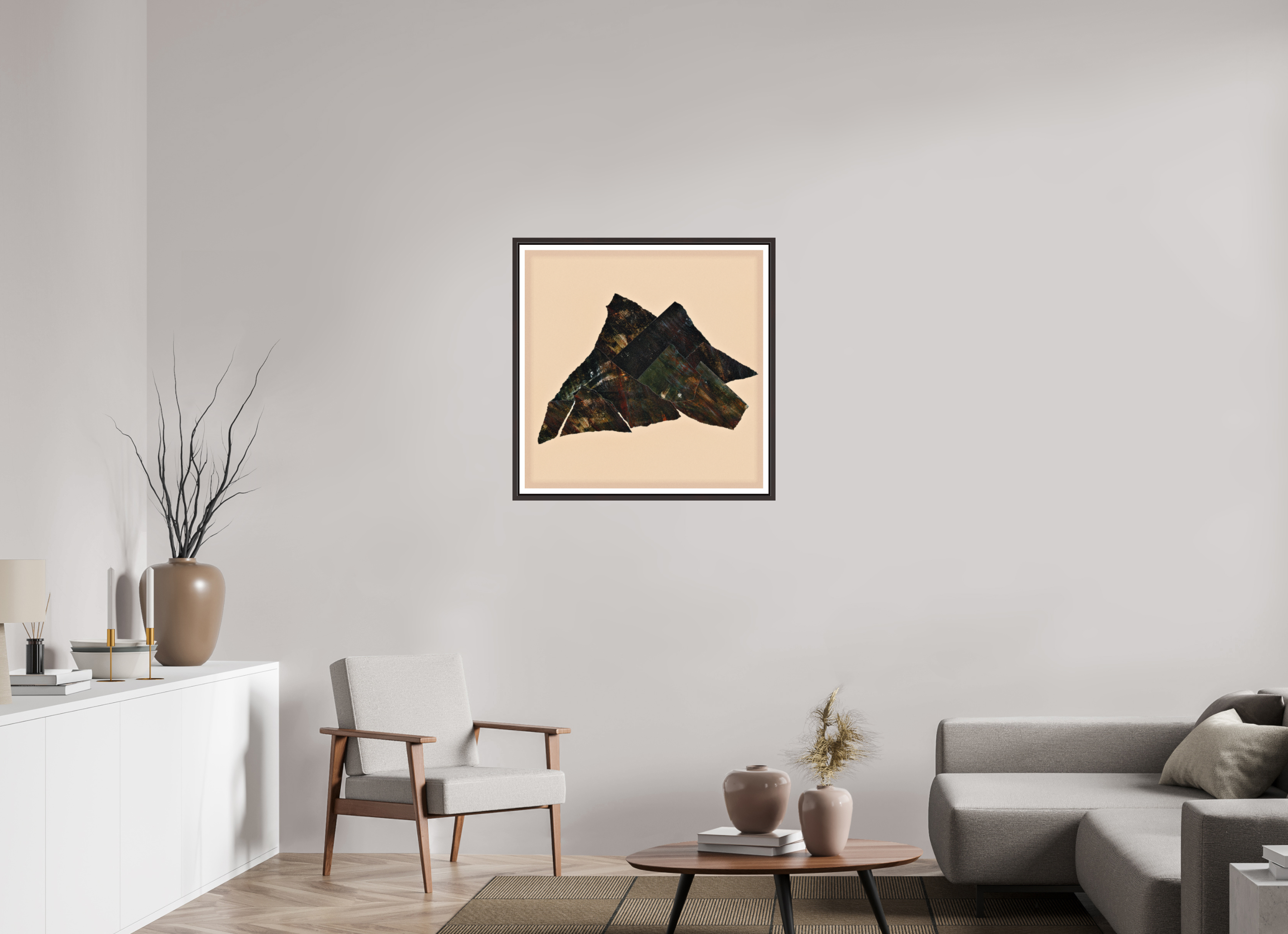 30 x 30″, Floater Frame (Alder Brown) Mountain