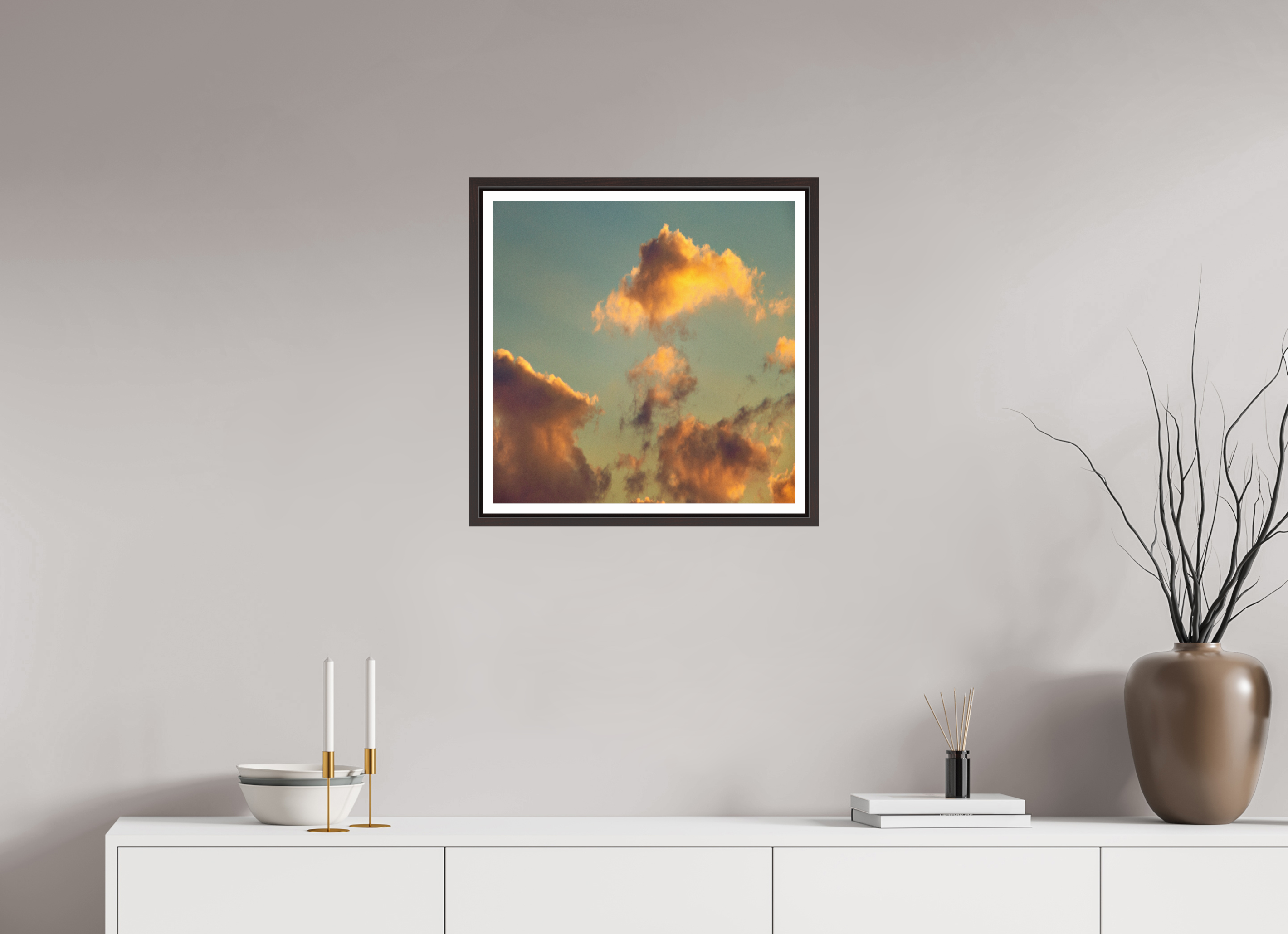 20 x 20″, Floater Frame (Alder Brown) "Golden Hour"