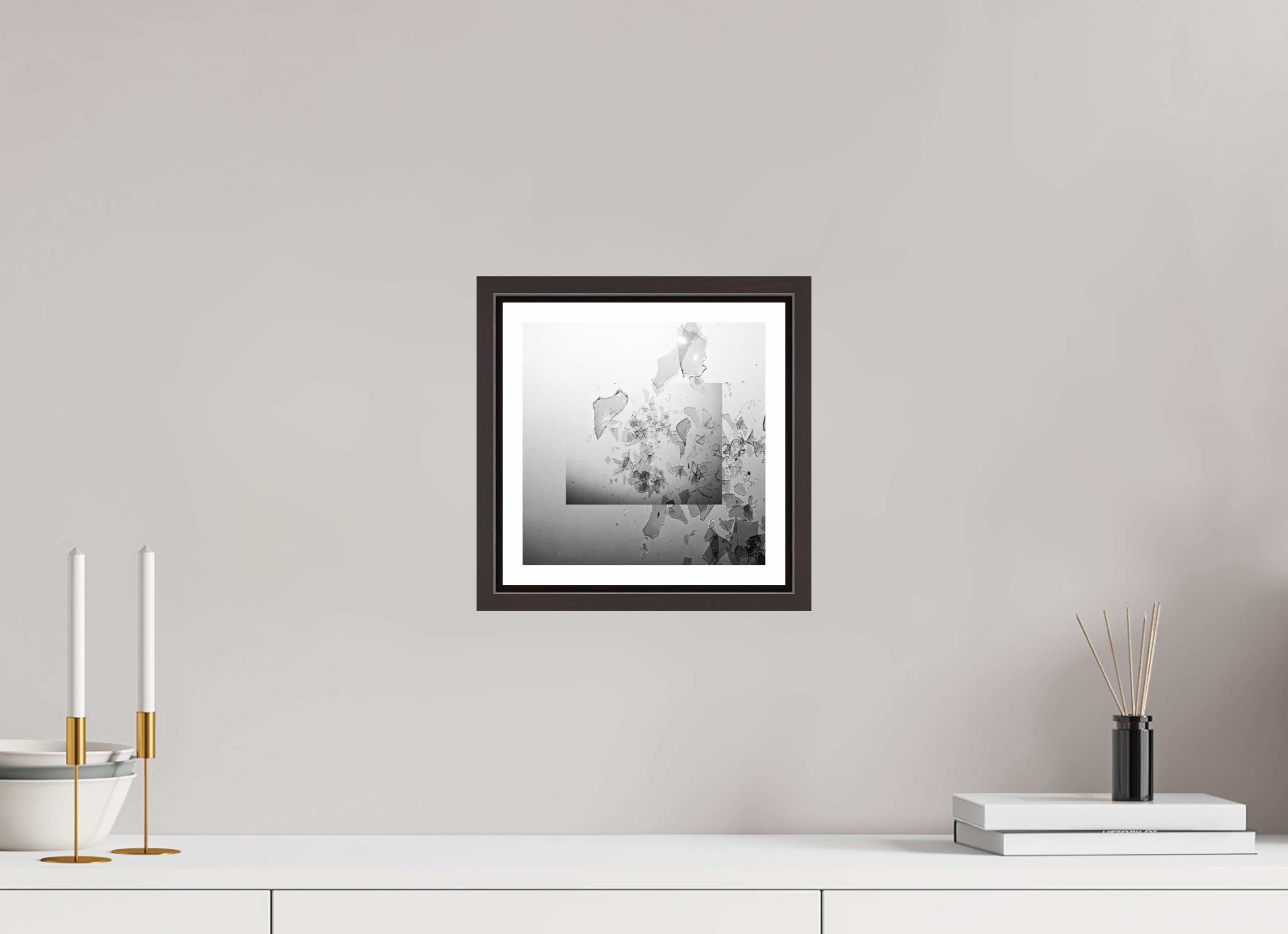 8 x 8″, Floater Frame (Alder Brown) Glass Houses