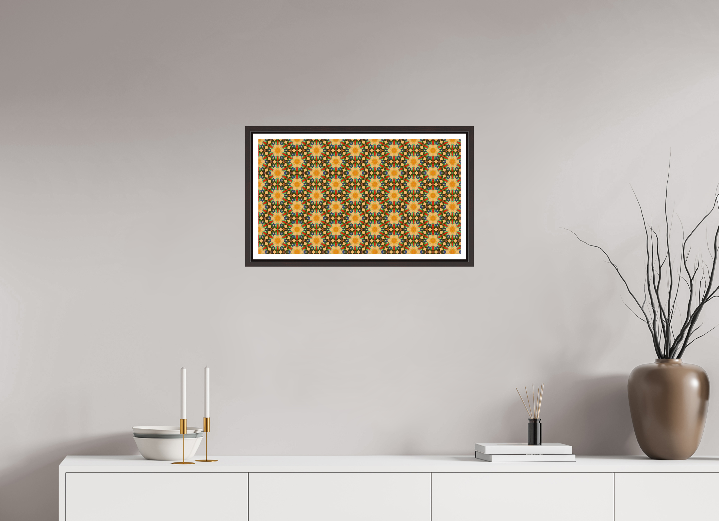 24 x 13.5″, Floater Frame (Alder Brown) Harmony, Respect, Purity, and Tranquility