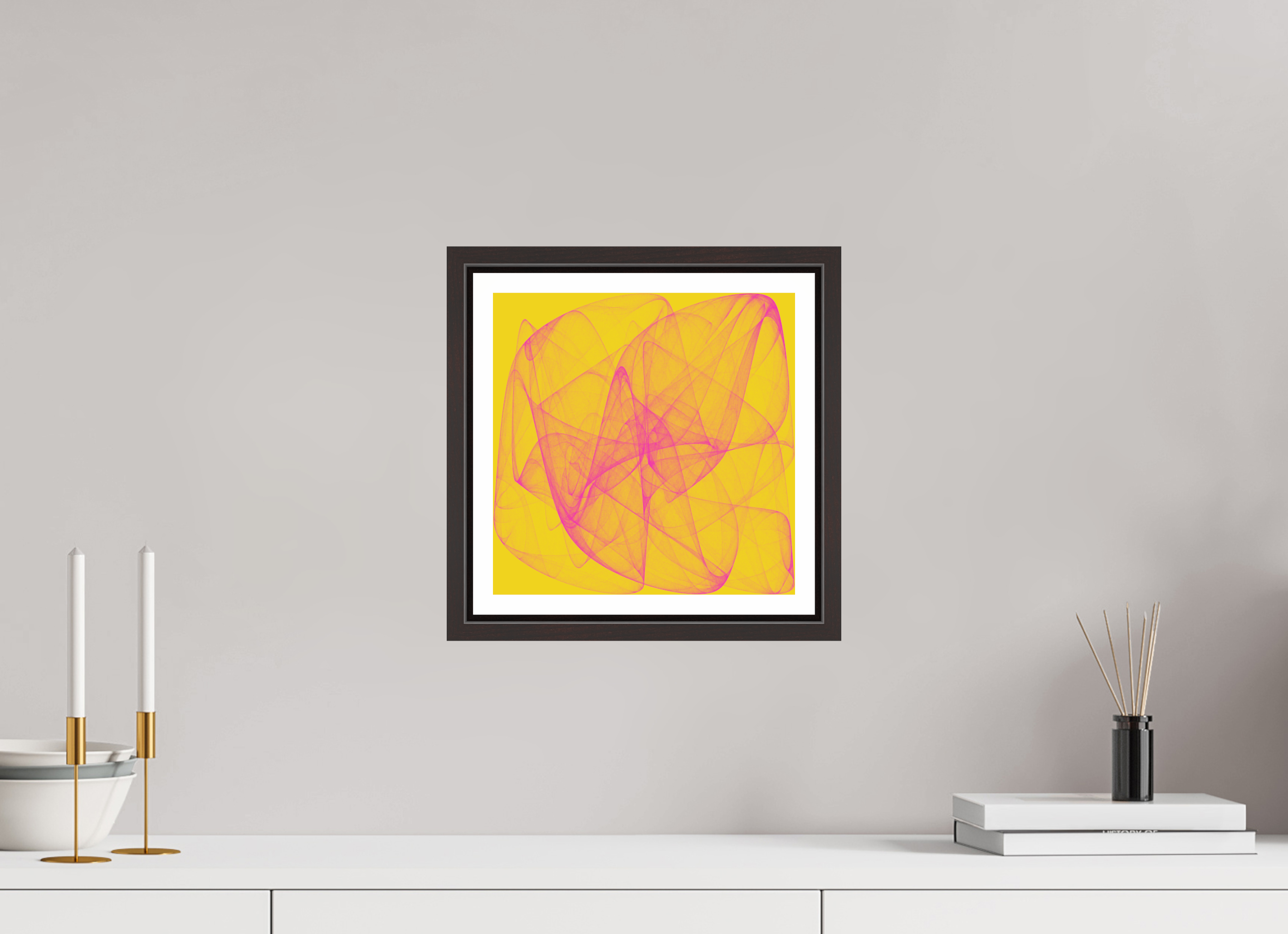 10 x 10″, Floater Frame (Alder Brown) Yellow Stuff