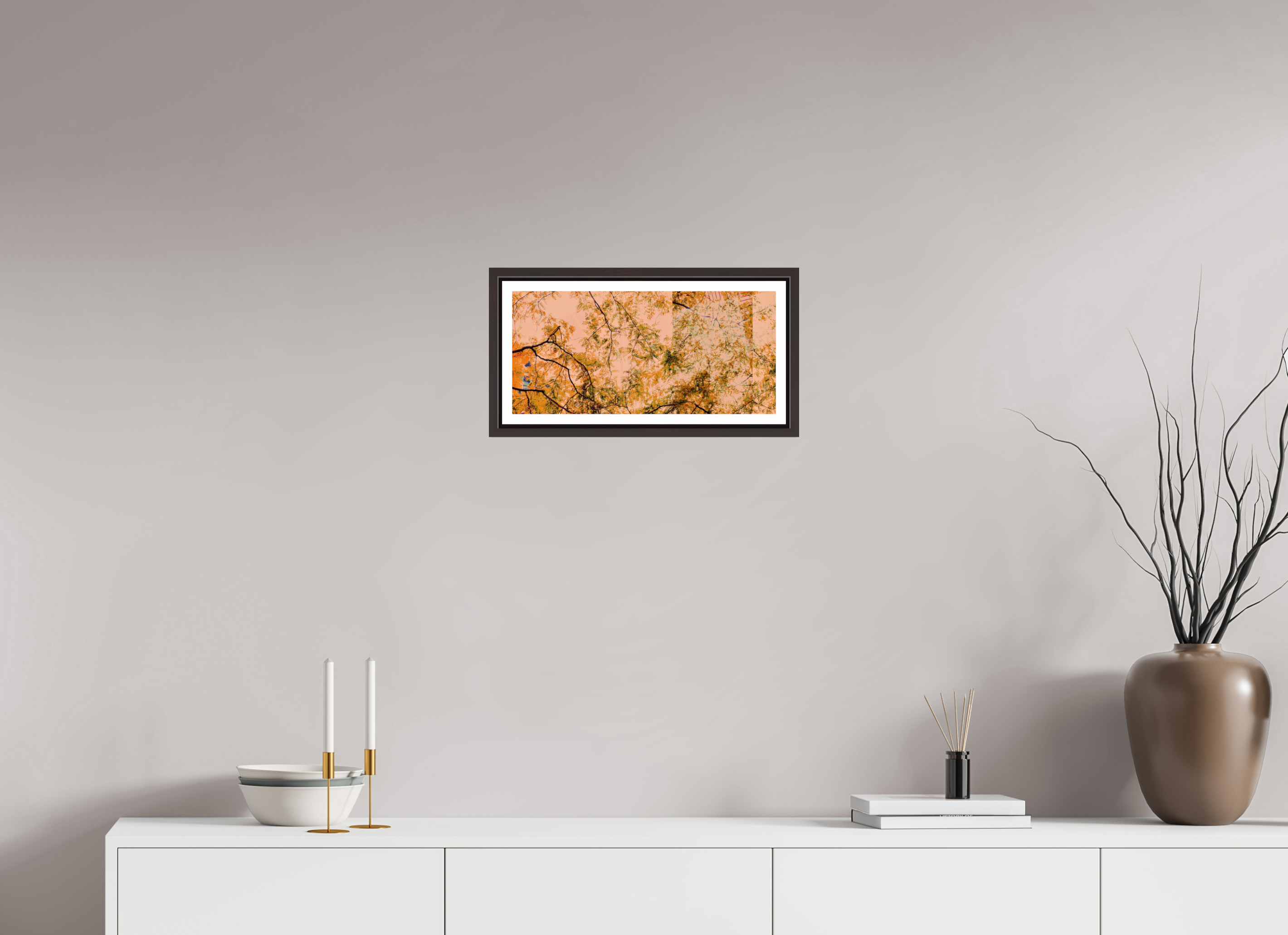 17.4 x 8″, Floater Frame (Alder Brown) Cherry Trees