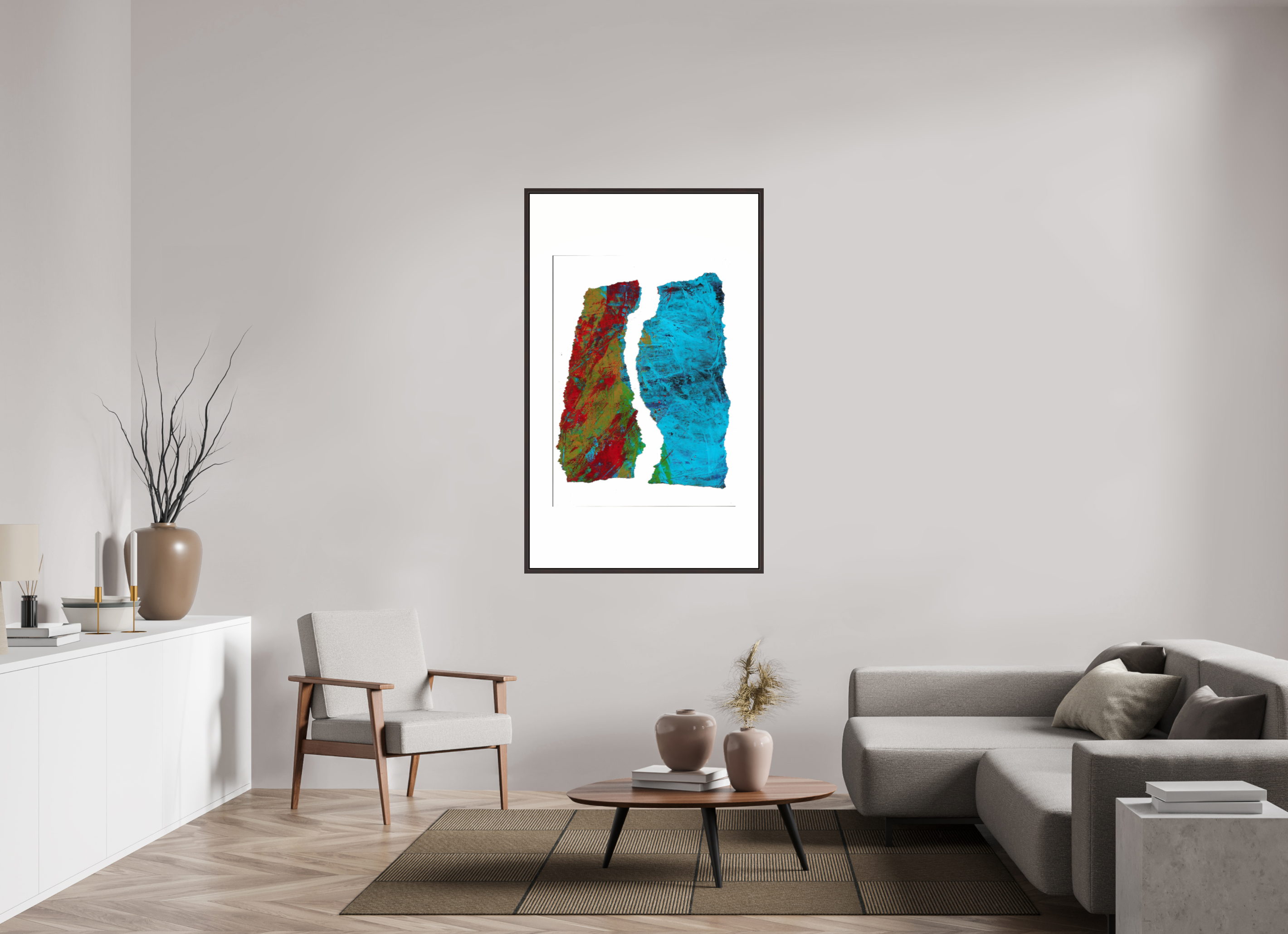 35 x 58.3″, Floater Frame (Alder Brown) Earth & Water
