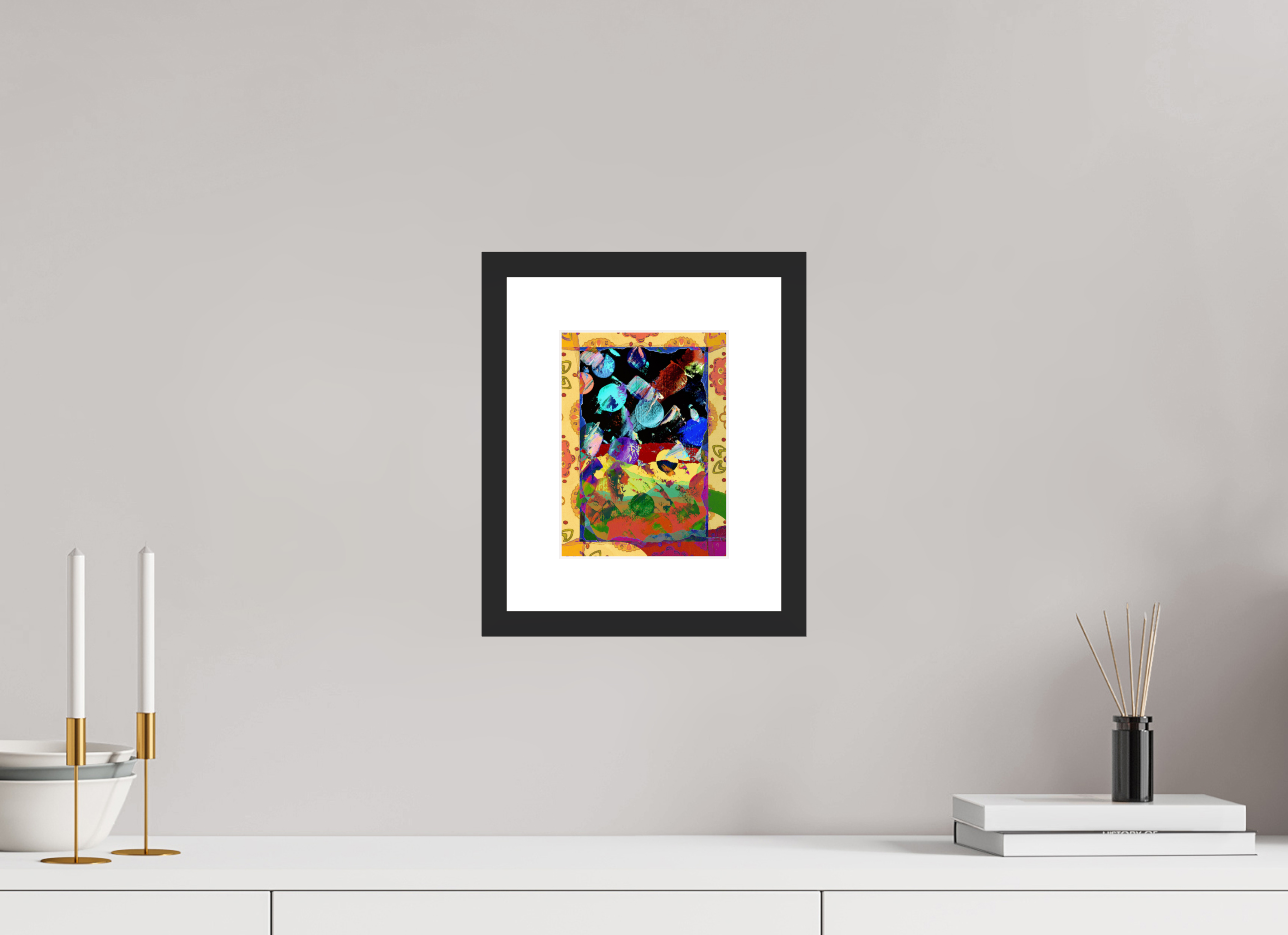 6 x 8″, Framed #1 space paper