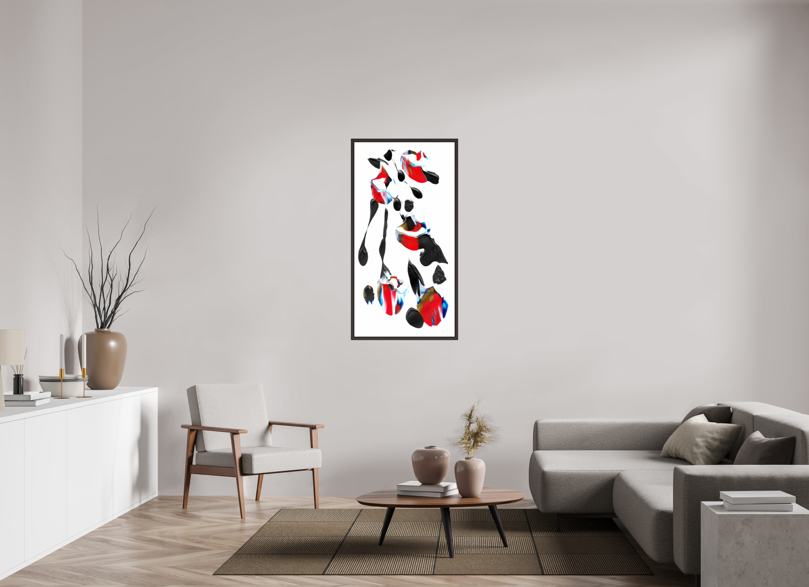 24 x 48″, Floater Frame (Alder Brown) Liquified Bouquet