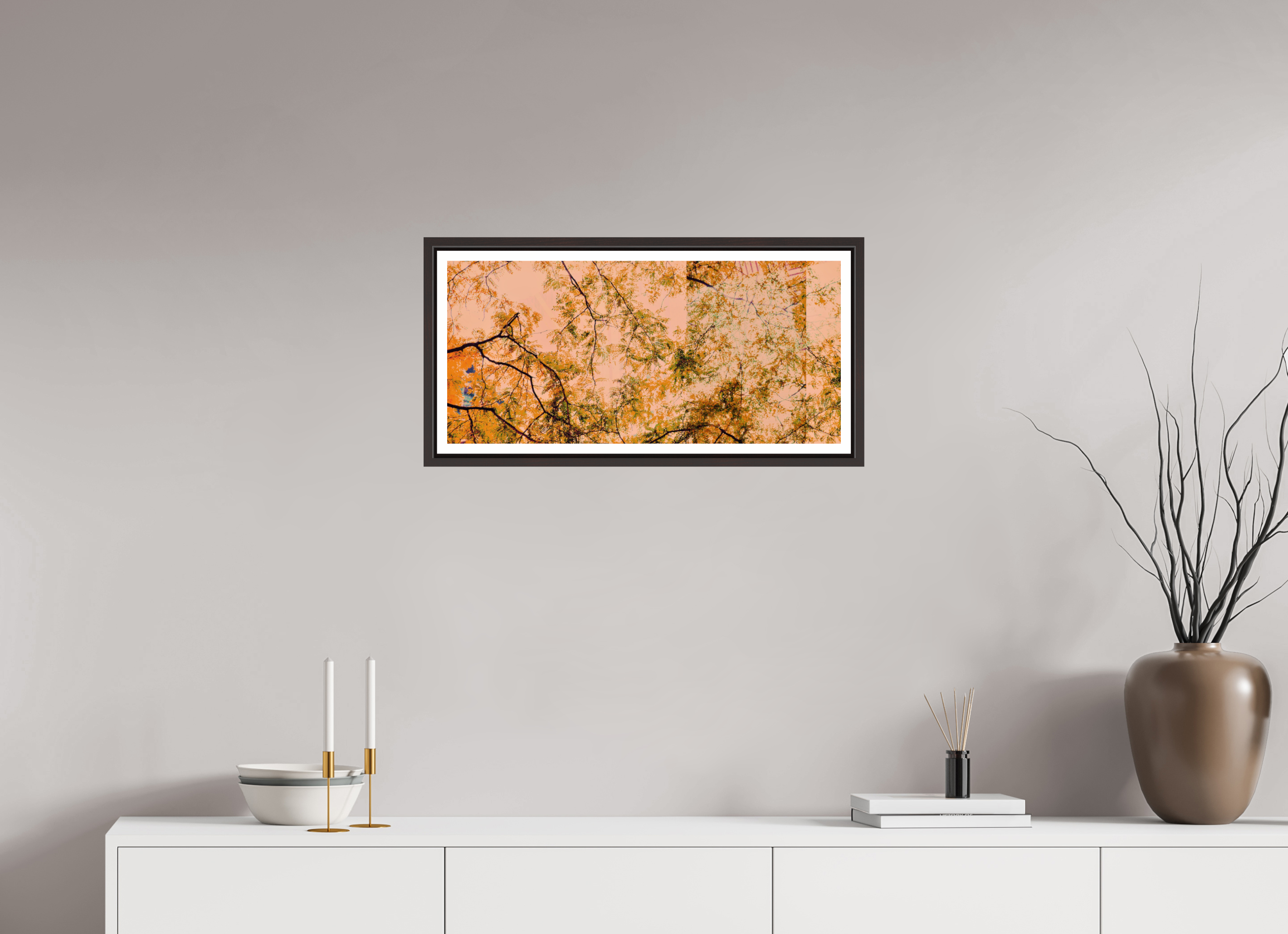 26.1 x 12″, Floater Frame (Alder Brown) Cherry Trees
