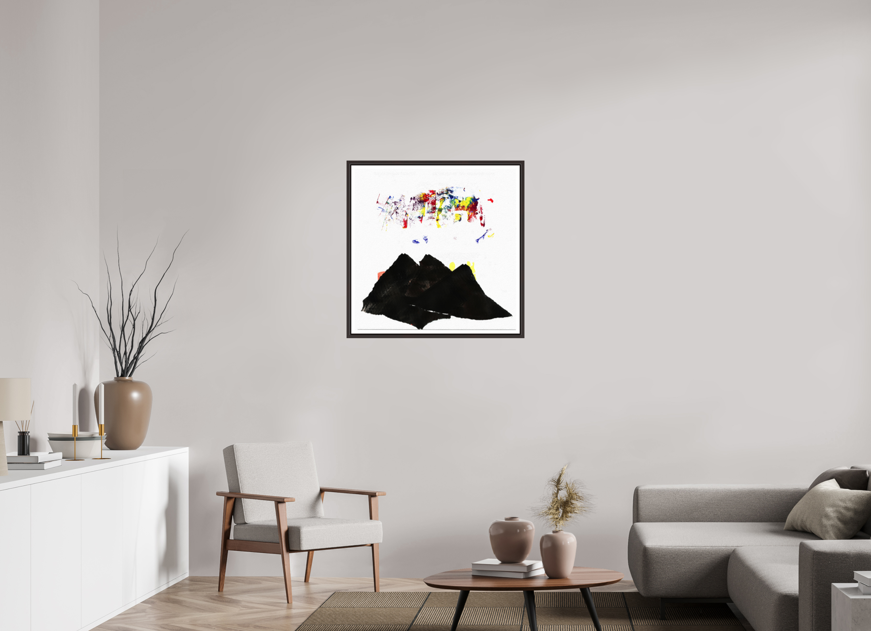 30 x 30″, Floater Frame (Alder Brown) Northern Lights