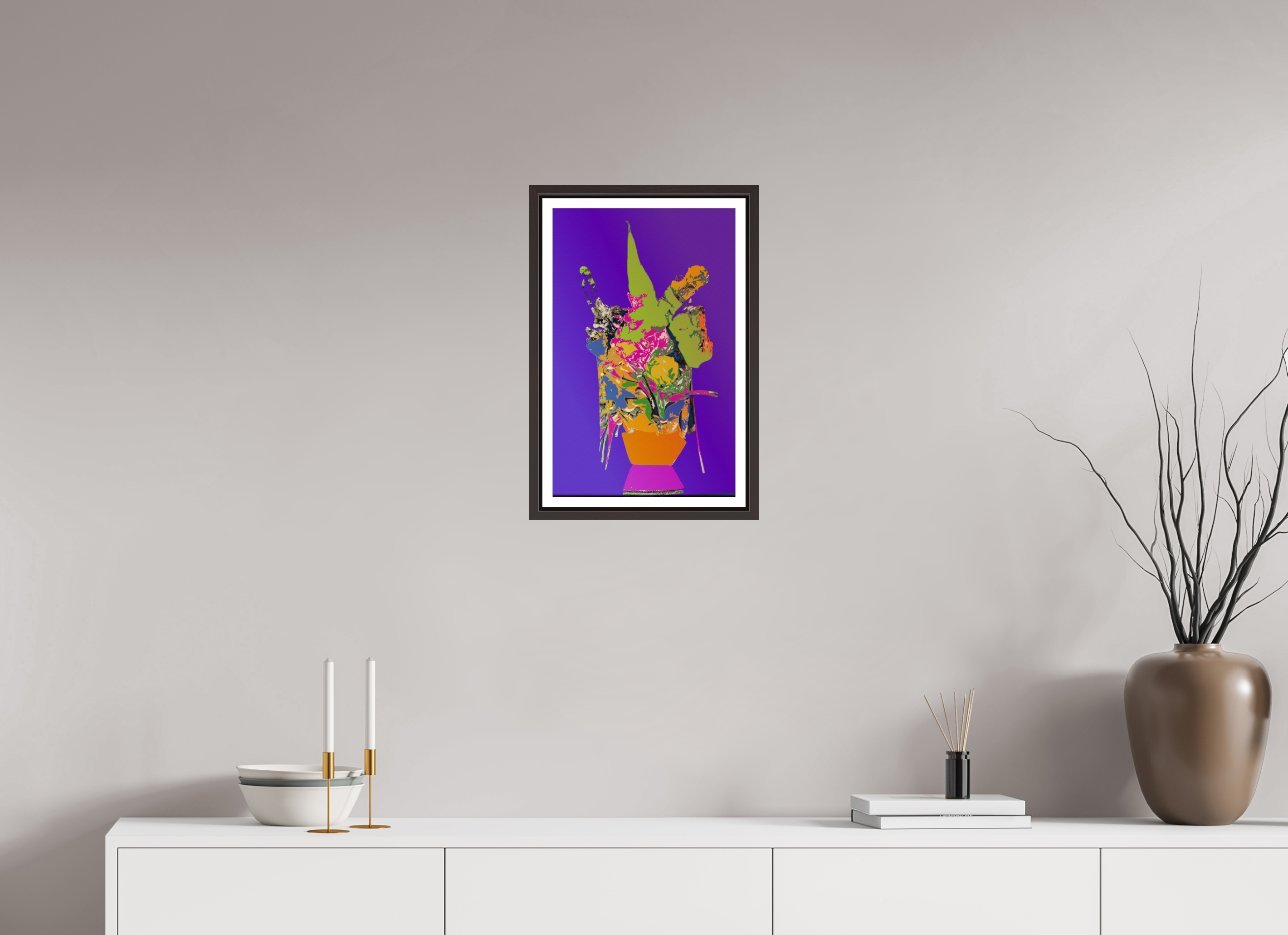 12 x 19.1″, Floater Frame (Alder Brown) Pop Vase 1
