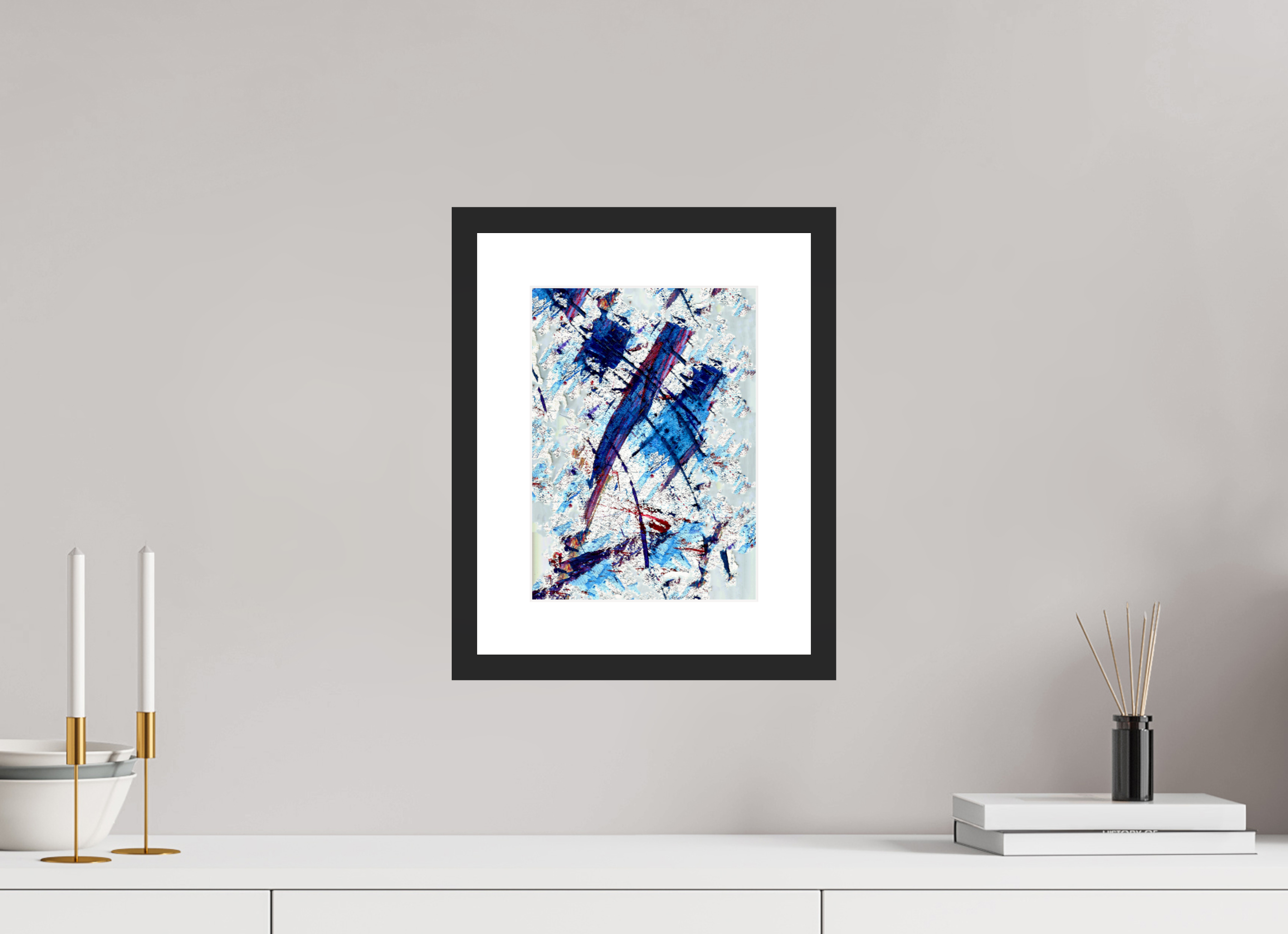 8 x 11″, Framed #1 blue