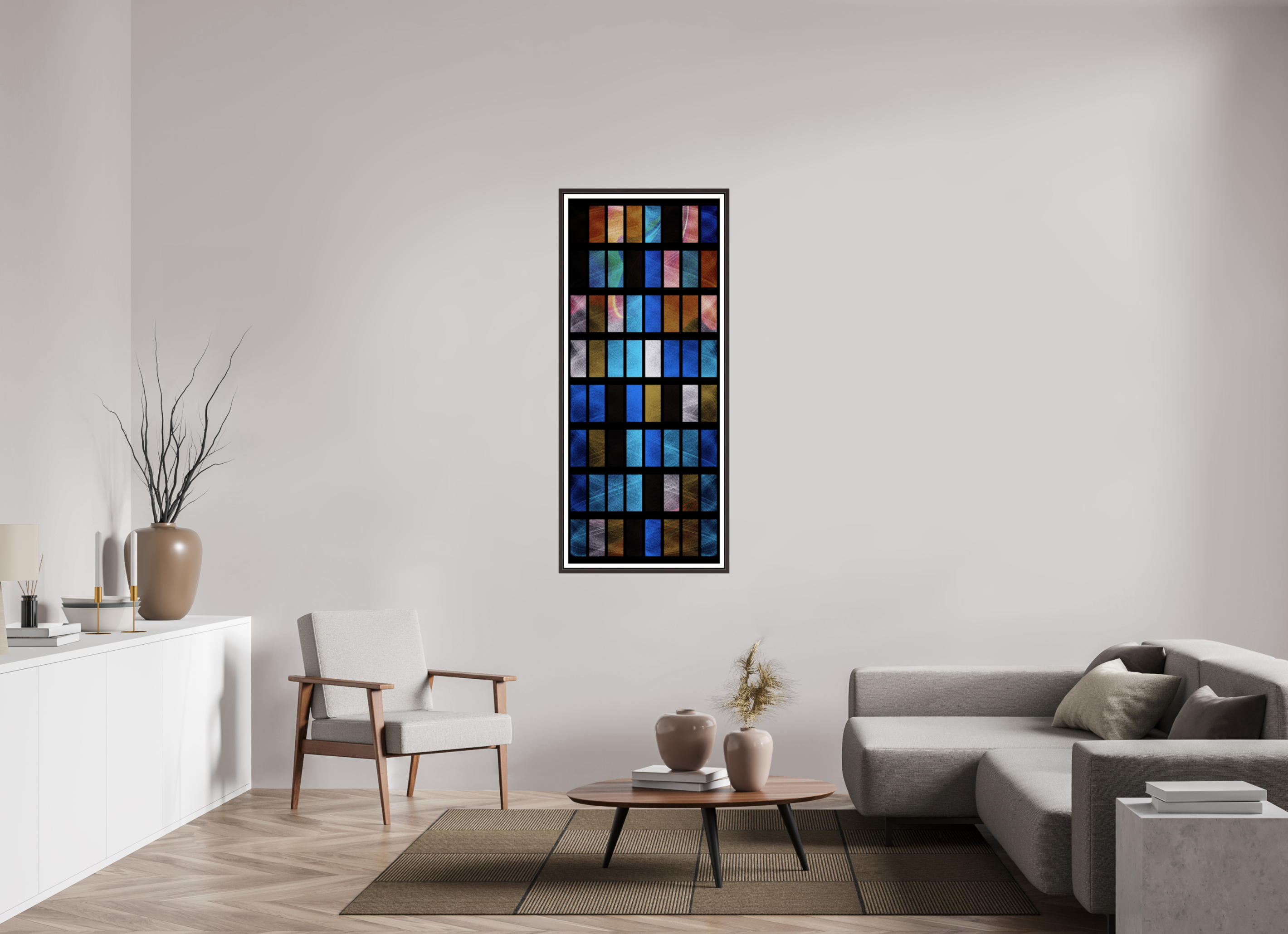 24 x 58.3″, Floater Frame (Alder Brown) Stained Glass