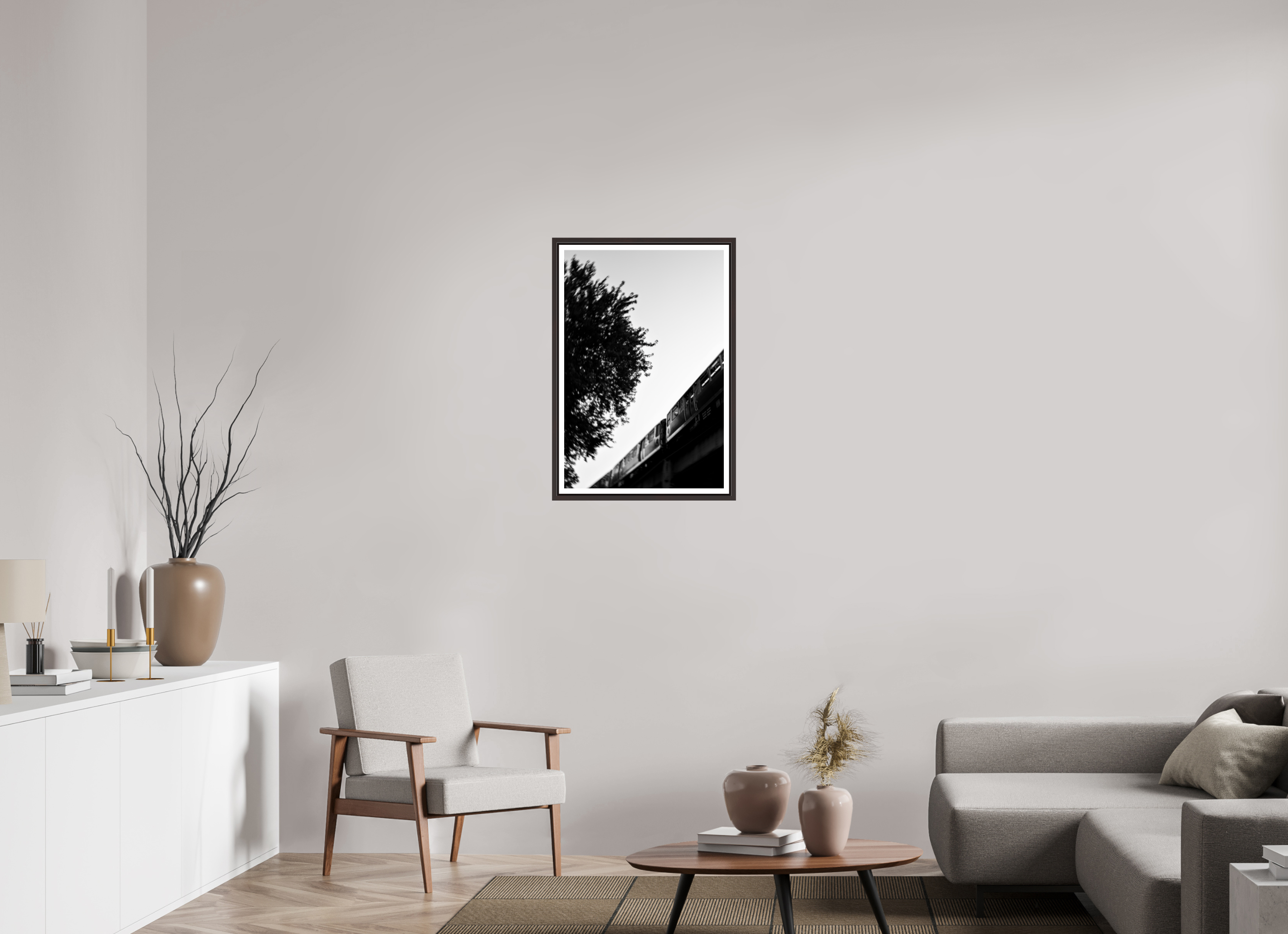 20 x 30″, Floater Frame (Alder Brown) Transit