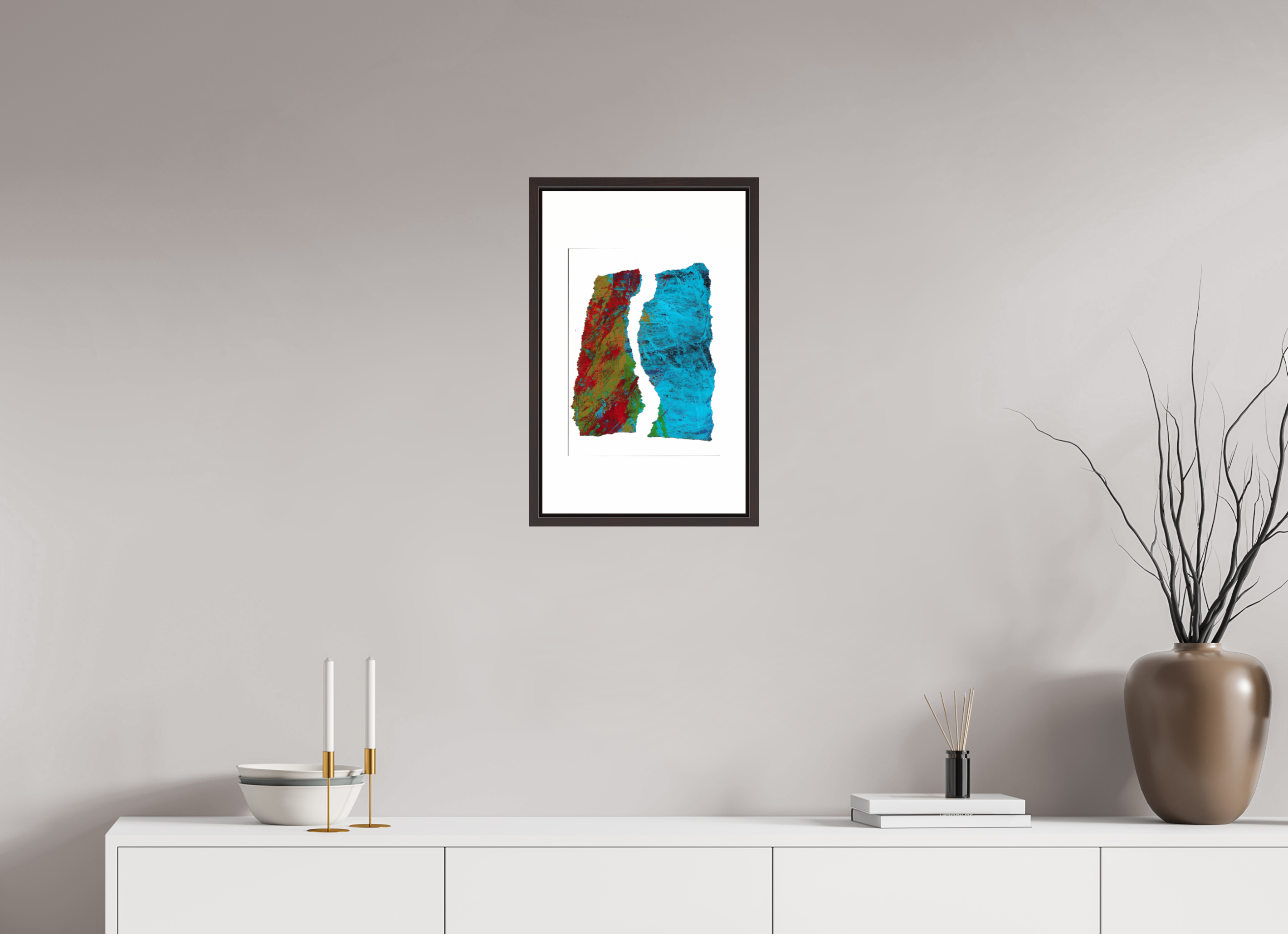12 x 20″, Floater Frame (Alder Brown) Earth & Water