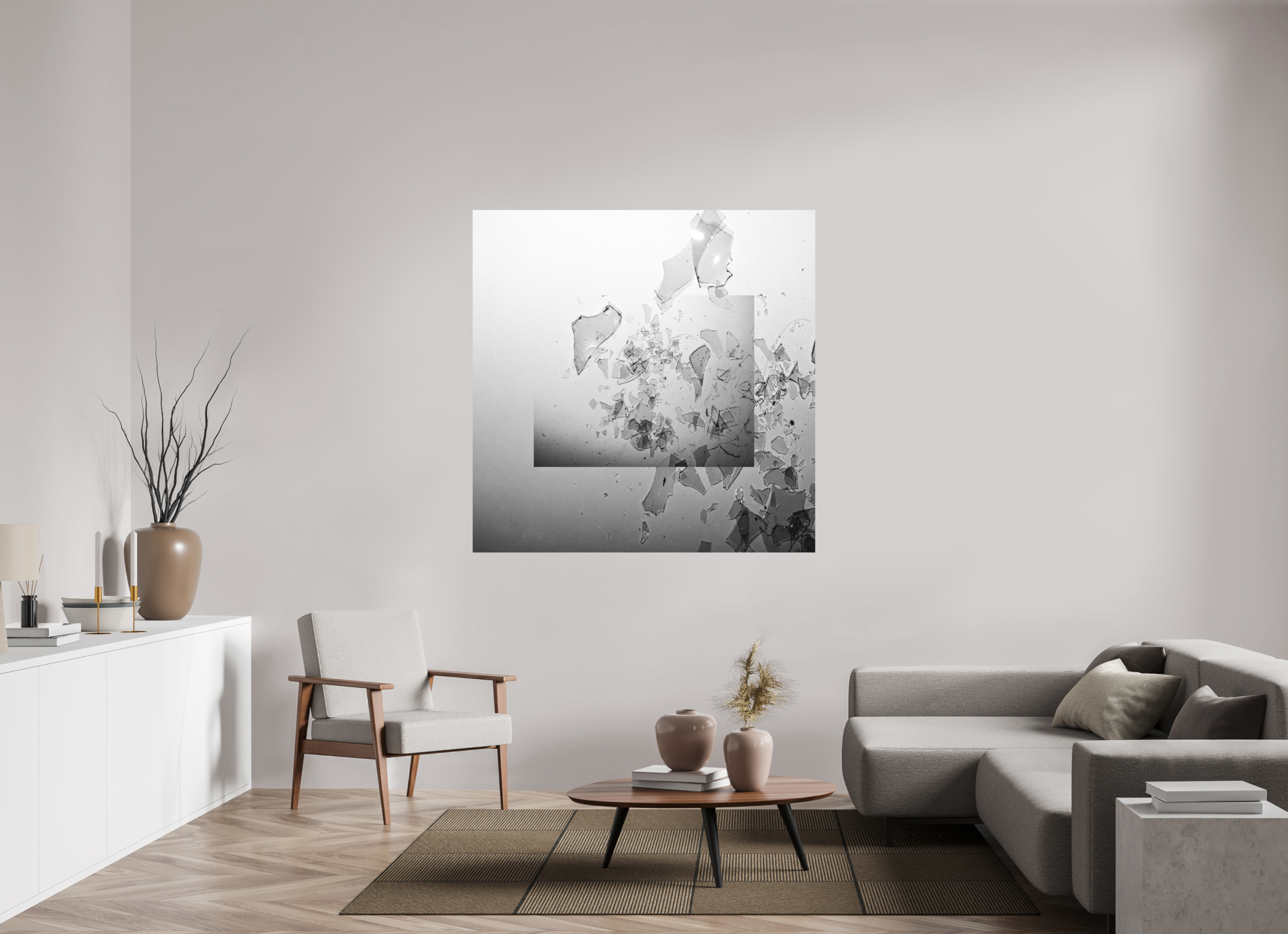 55 x 55″, Direct Print on Forex Glass Houses