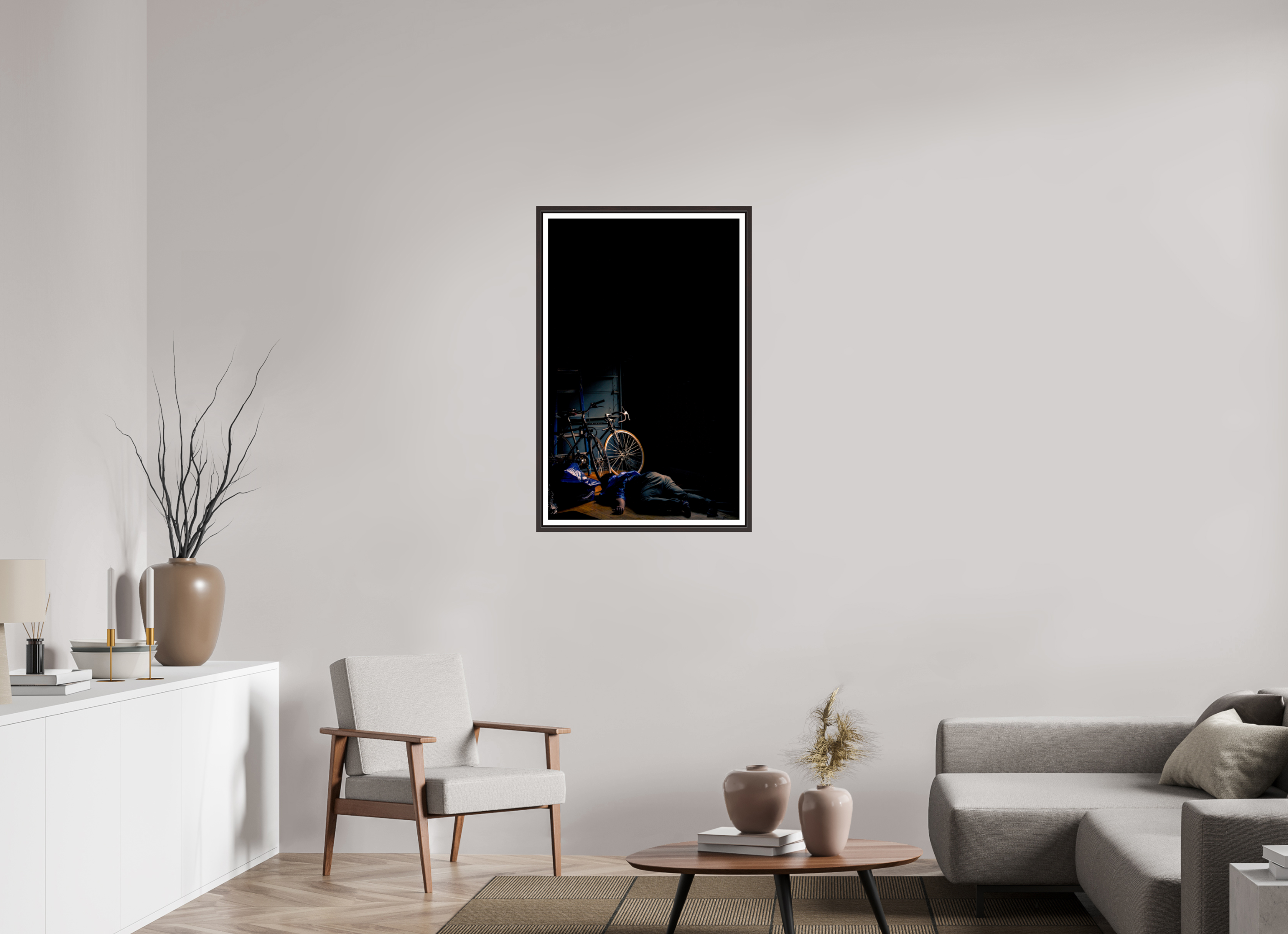 24 x 38″, Floater Frame (Alder Brown) Tired
