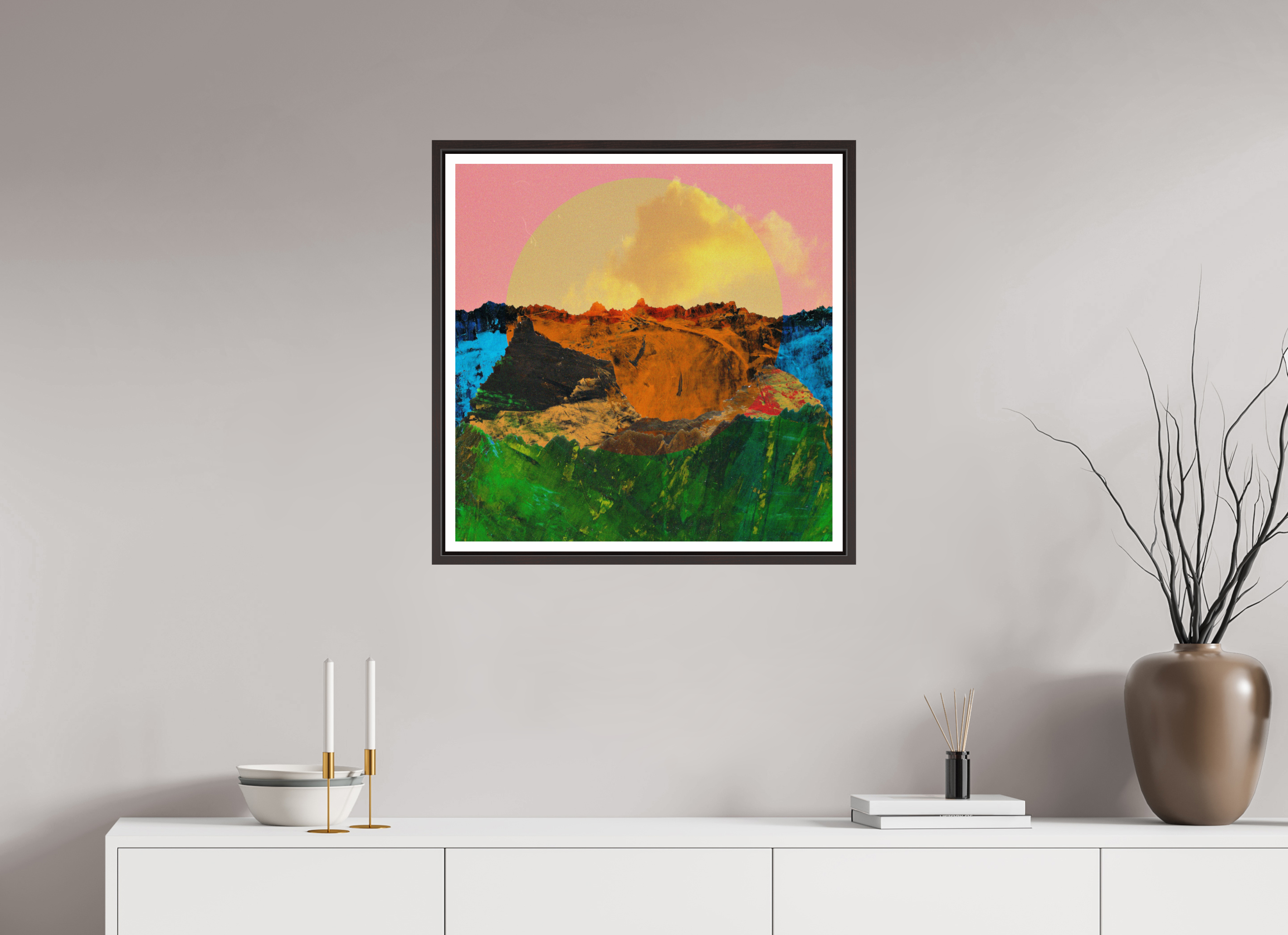 25 x 25″, Floater Frame (Alder Brown) Canyons