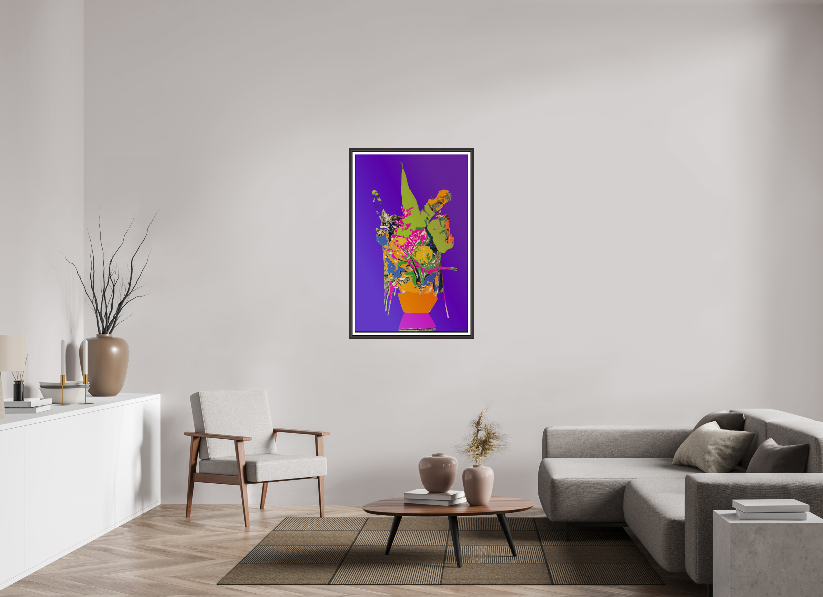 28 x 44.4″, Floater Frame (Alder Brown) Pop Vase 1
