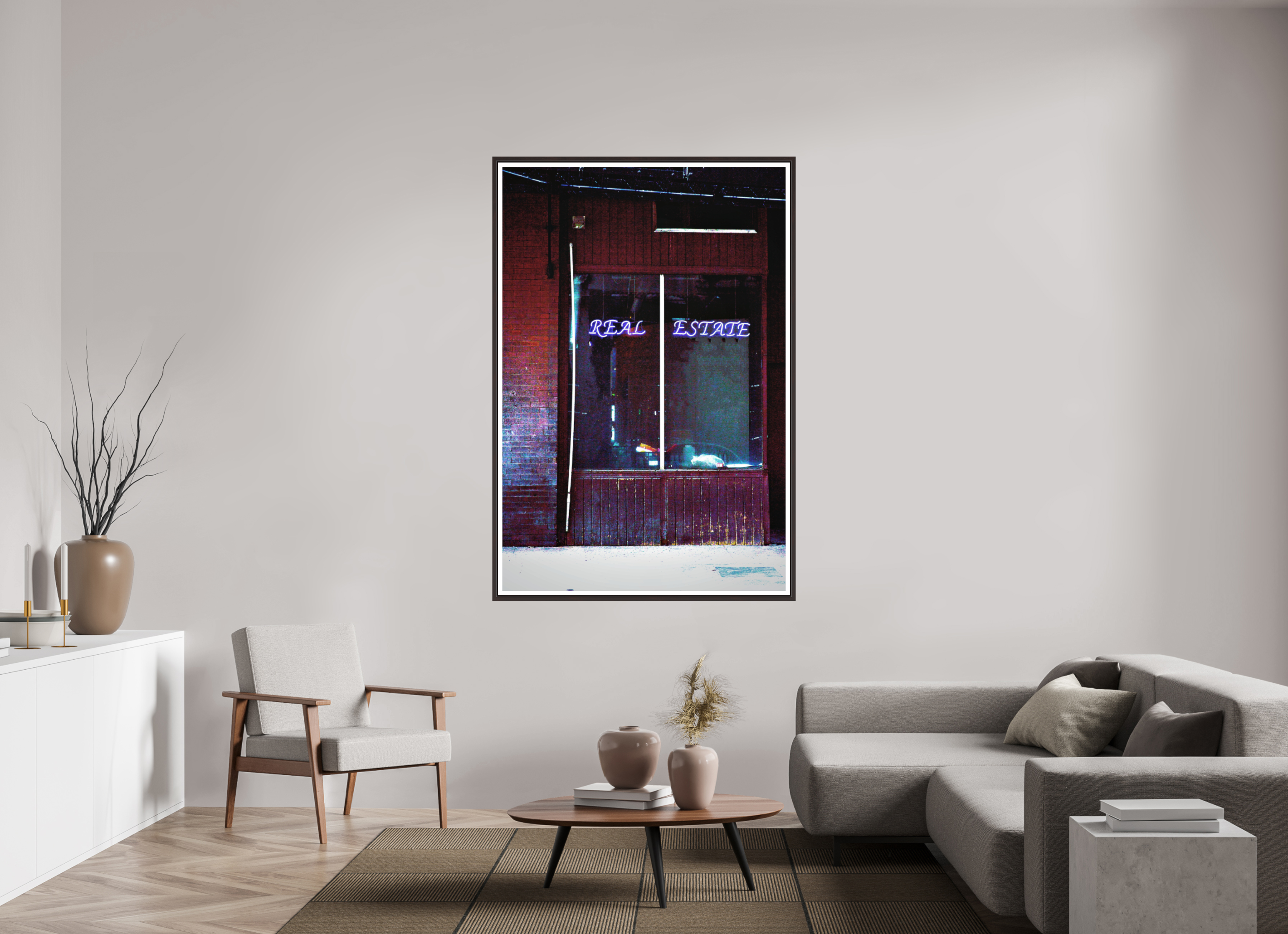 44 x 66″, Floater Frame (Alder Brown) Real Estate