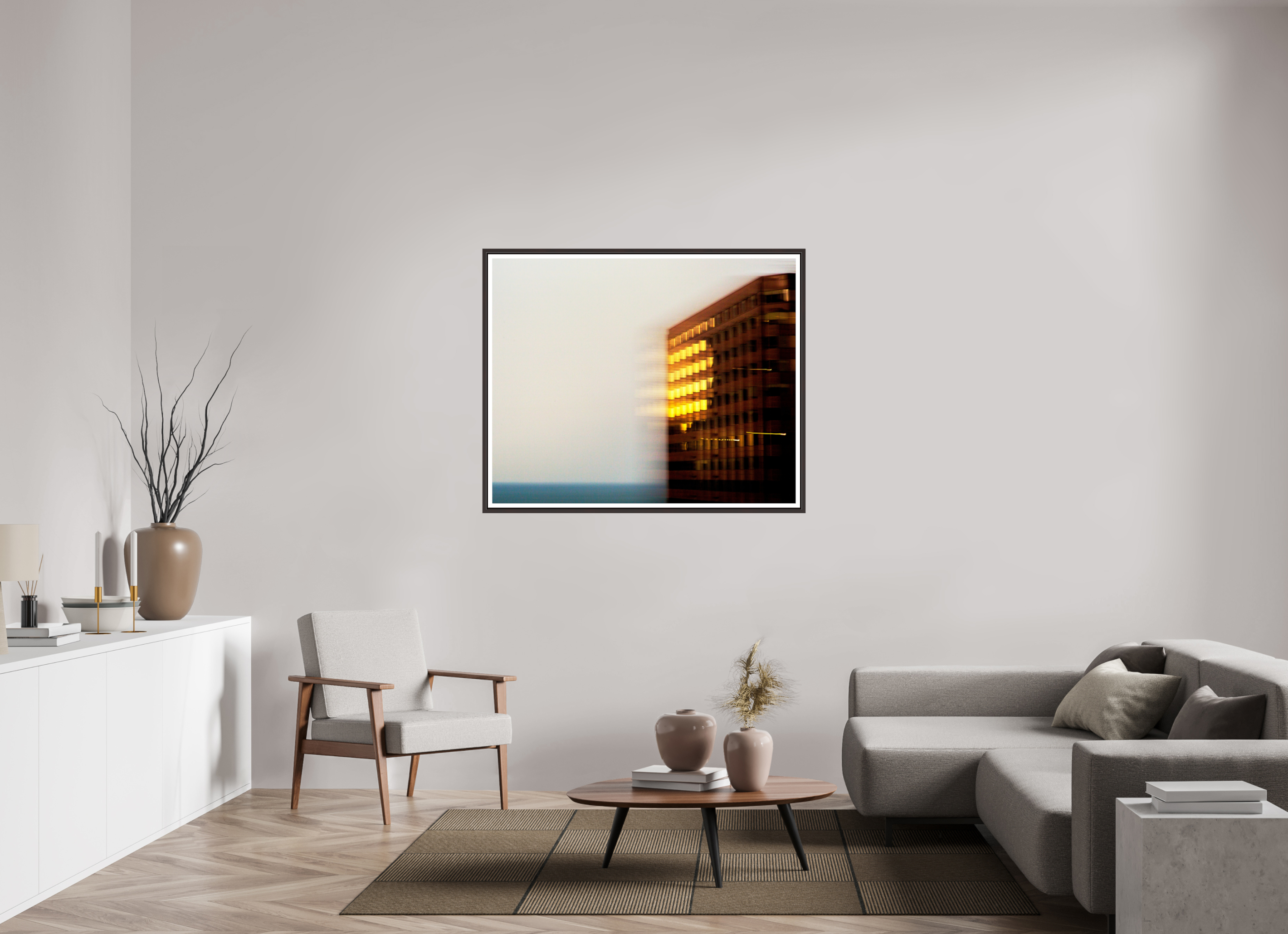 48.4 x 39″, Floater Frame (Alder Brown) Time Flies
