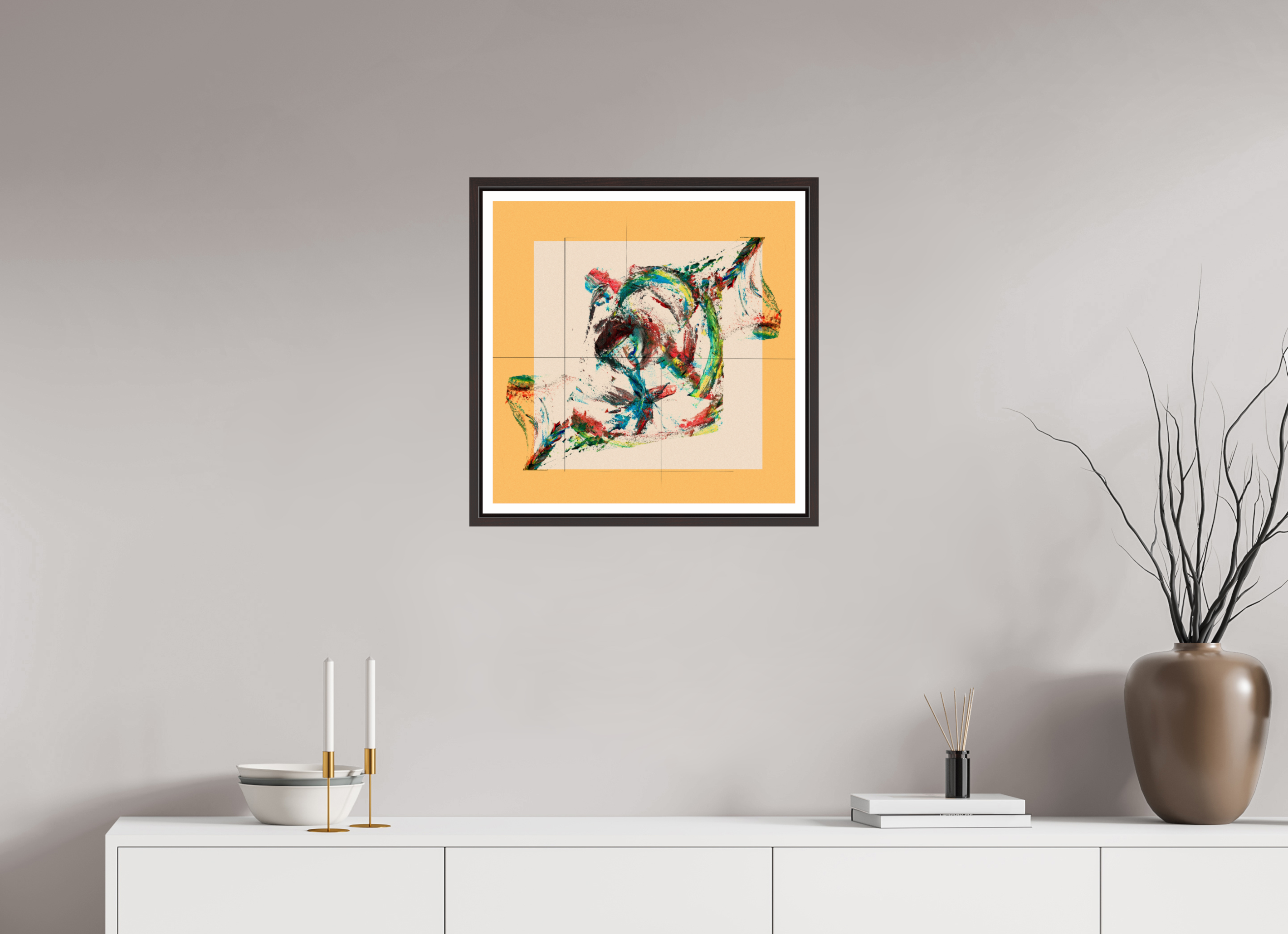 20 x 20″, Floater Frame (Alder Brown) Roses
