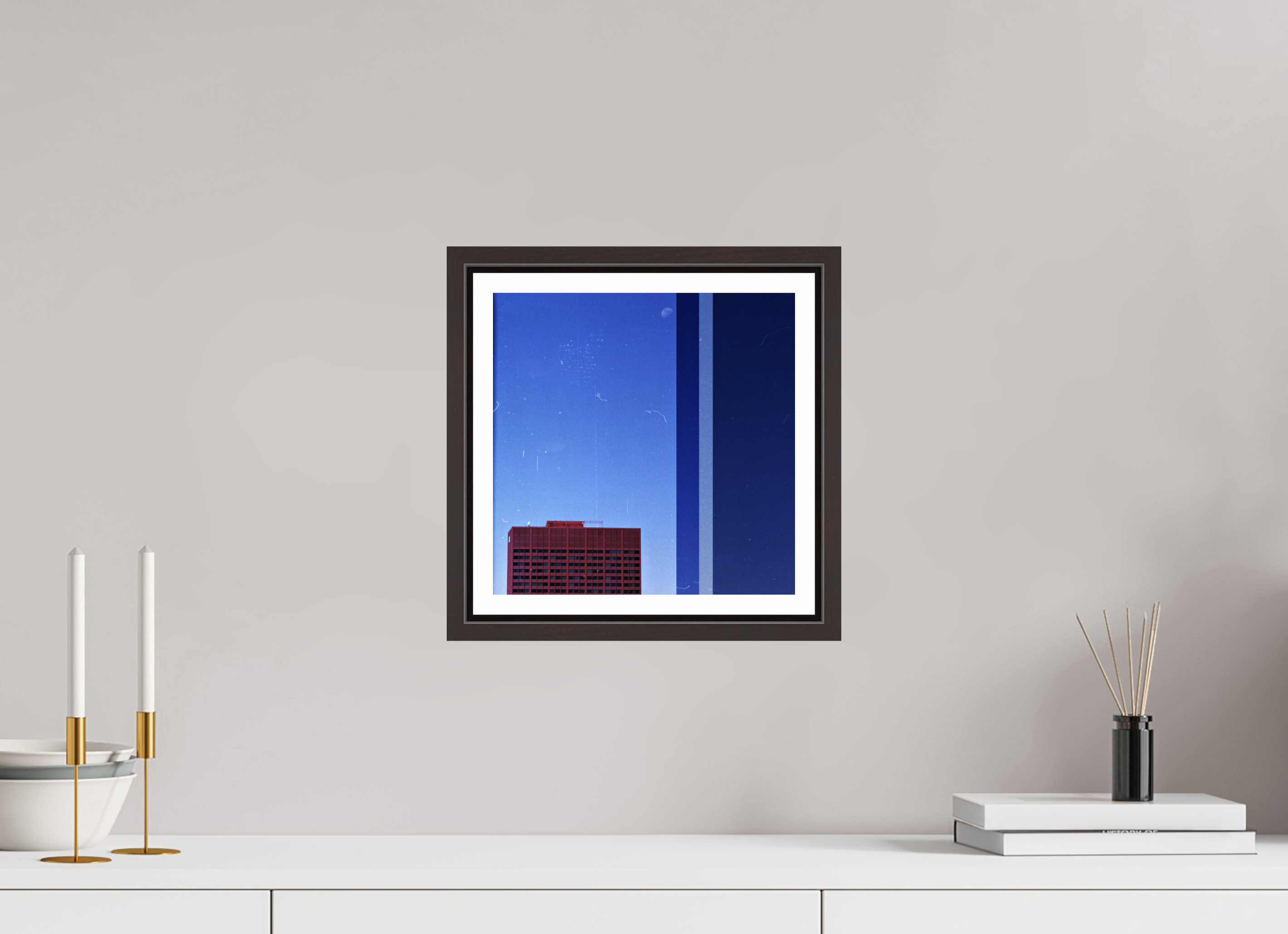 10 x 10″, Floater Frame (Alder Brown) Falling Asleep