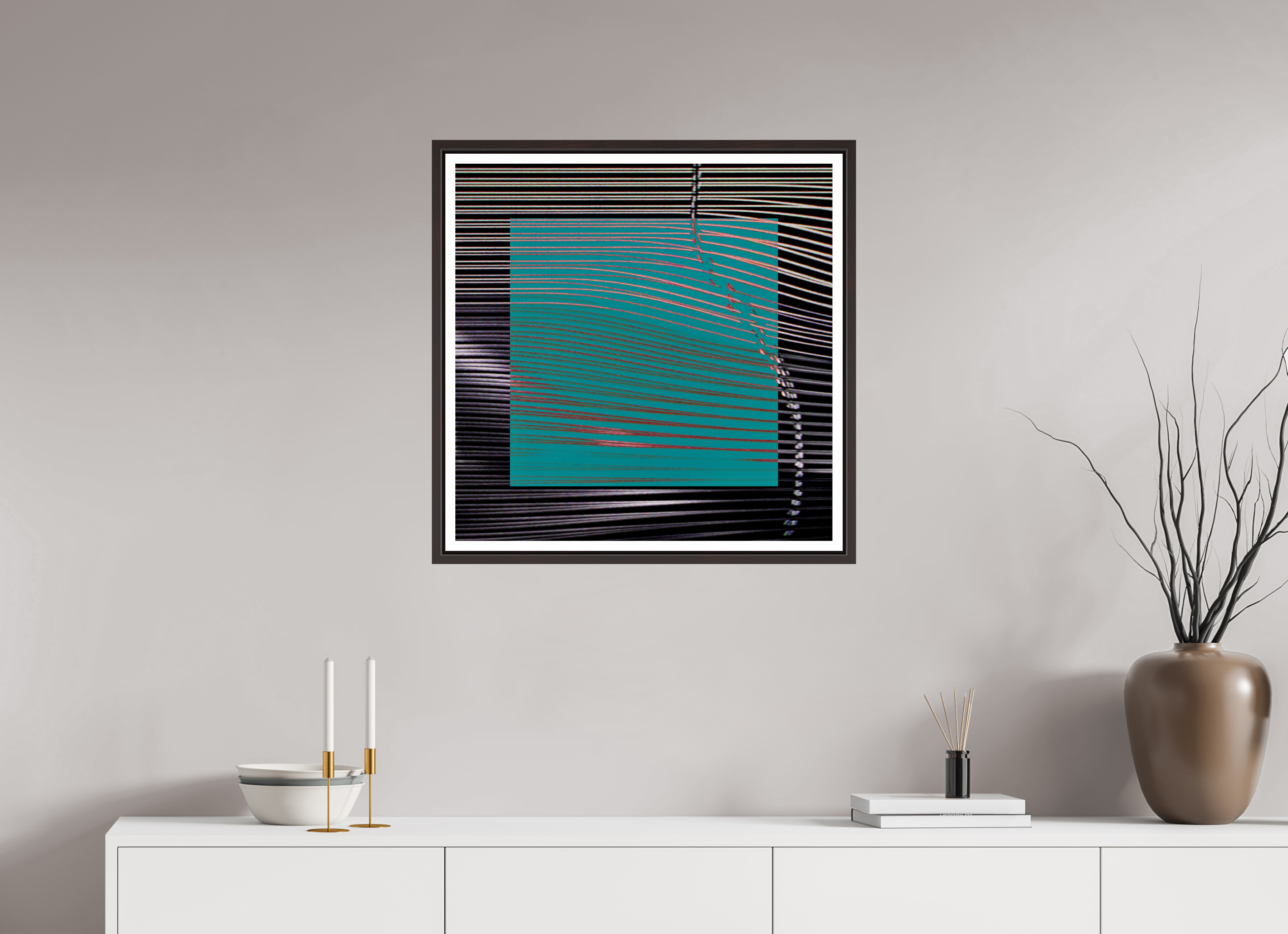 25 x 25″, Floater Frame (Alder Brown) New Wave