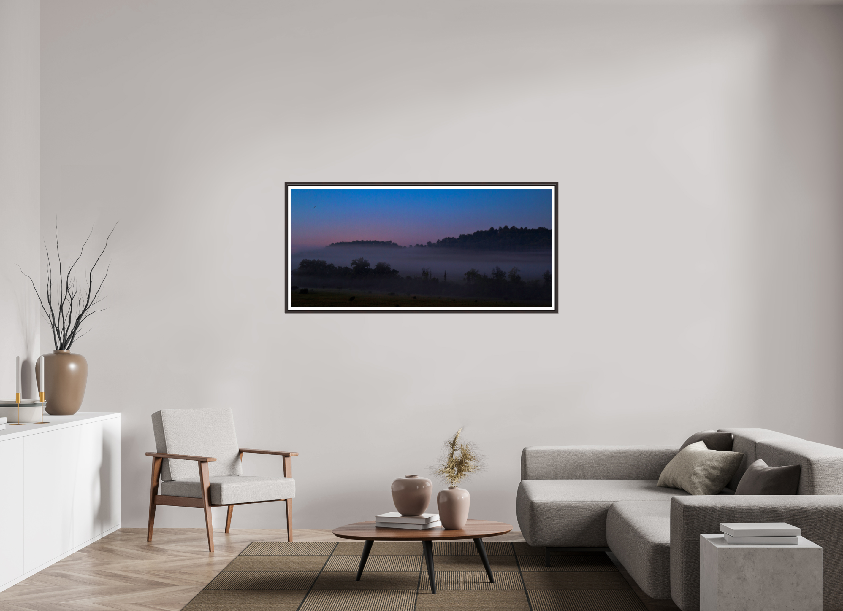 62 x 28″, Floater Frame (Alder Brown) Somewhere In Ohio