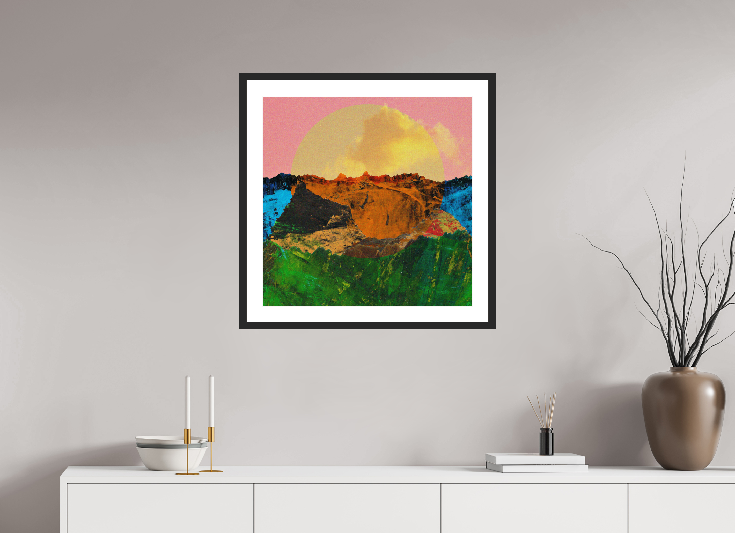 25 x 25″, Framed #1 Canyons