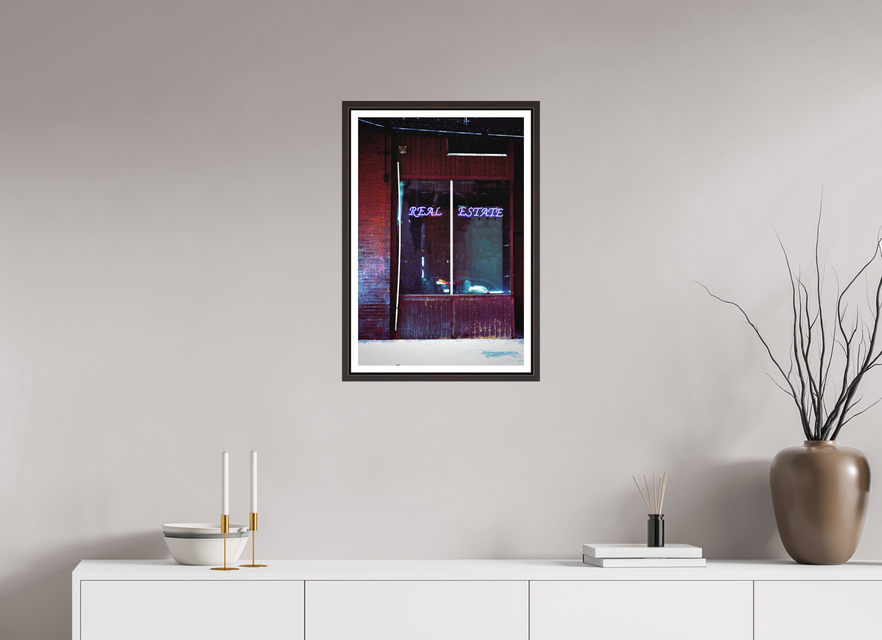 16 x 24″, Floater Frame (Alder Brown) Real Estate