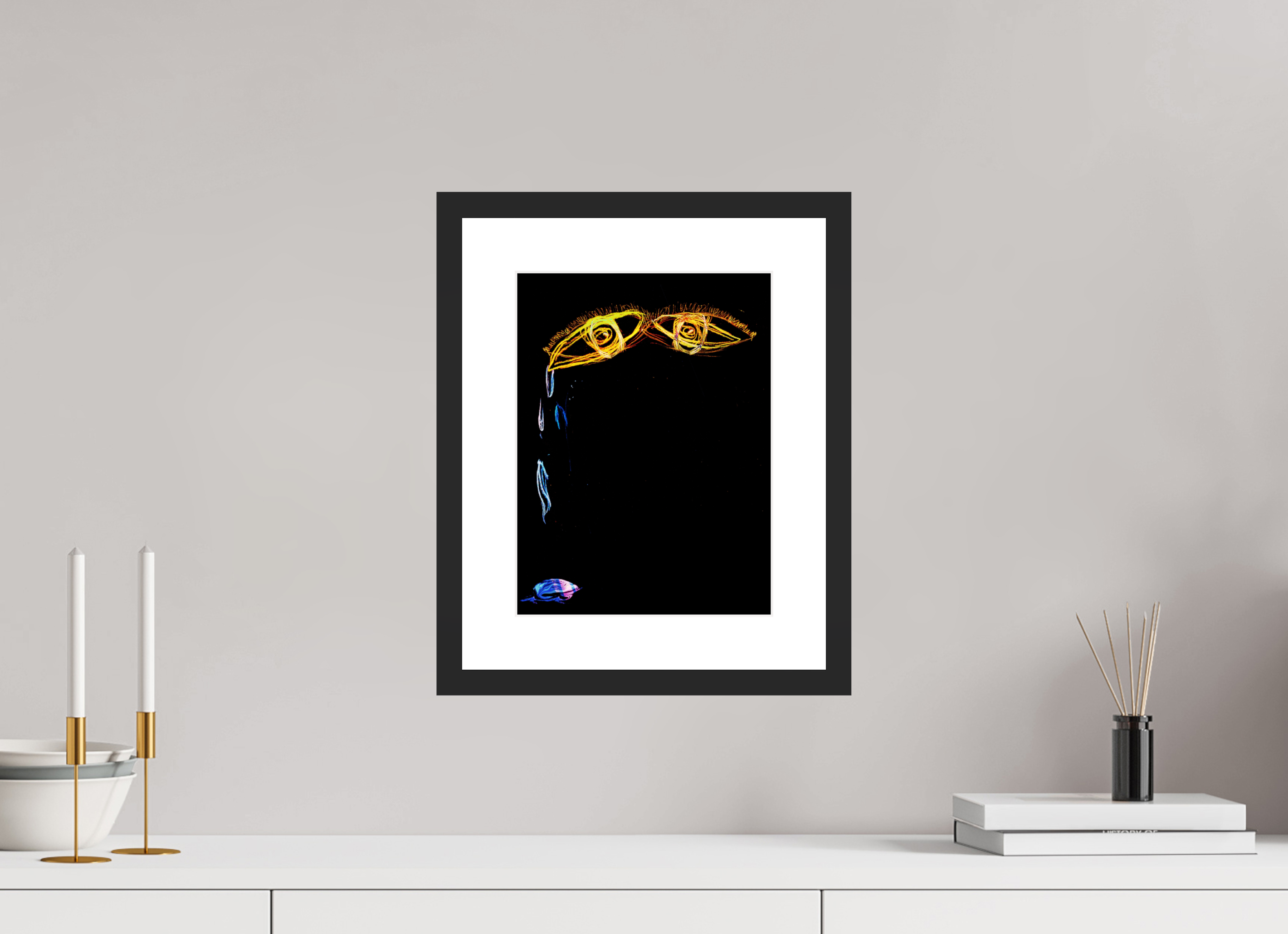 9 x 12″, Framed #1 crying