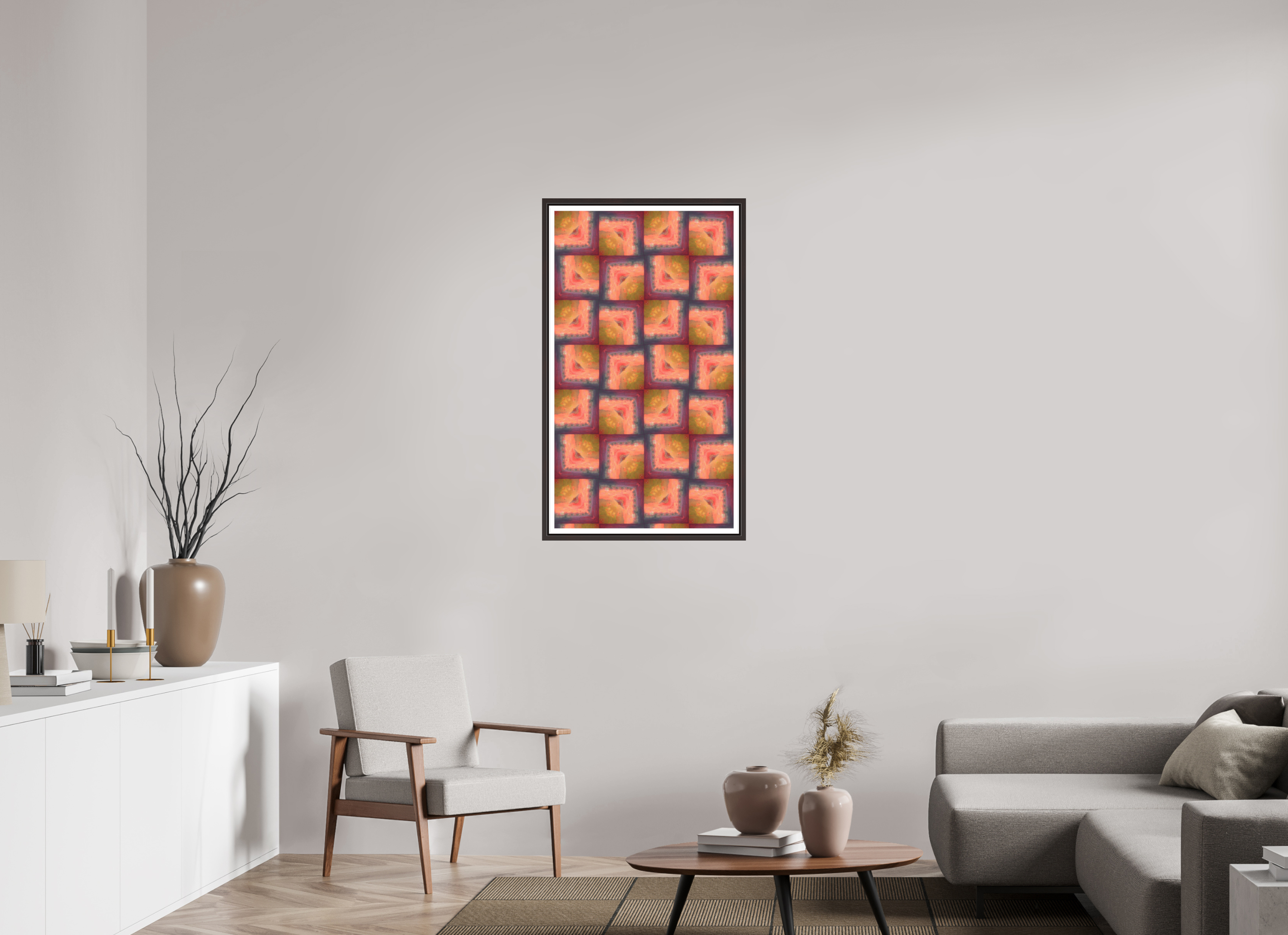 22.5 x 40″, Floater Frame (Alder Brown) Soft Boring