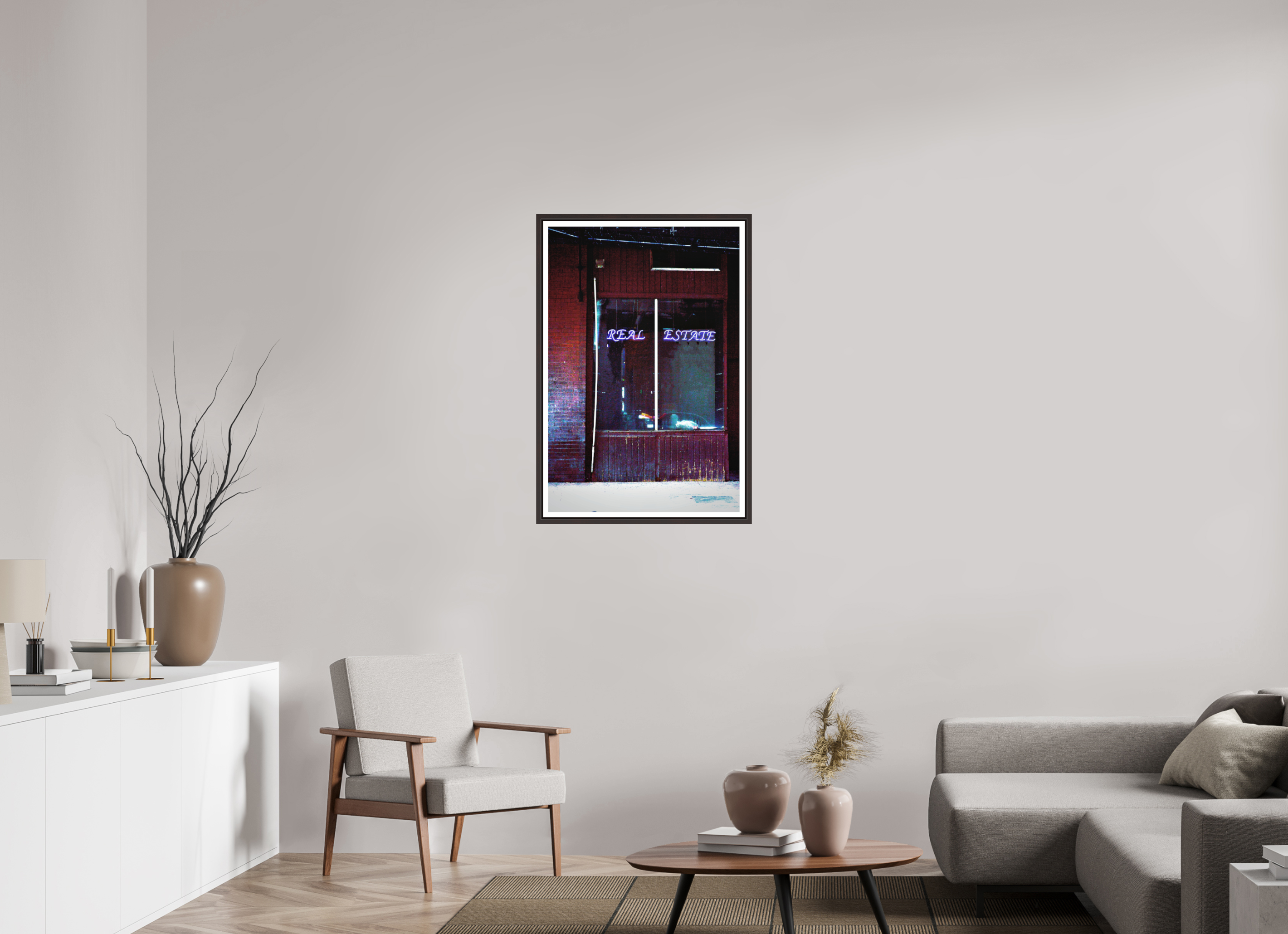 24 x 36″, Floater Frame (Alder Brown) Real Estate