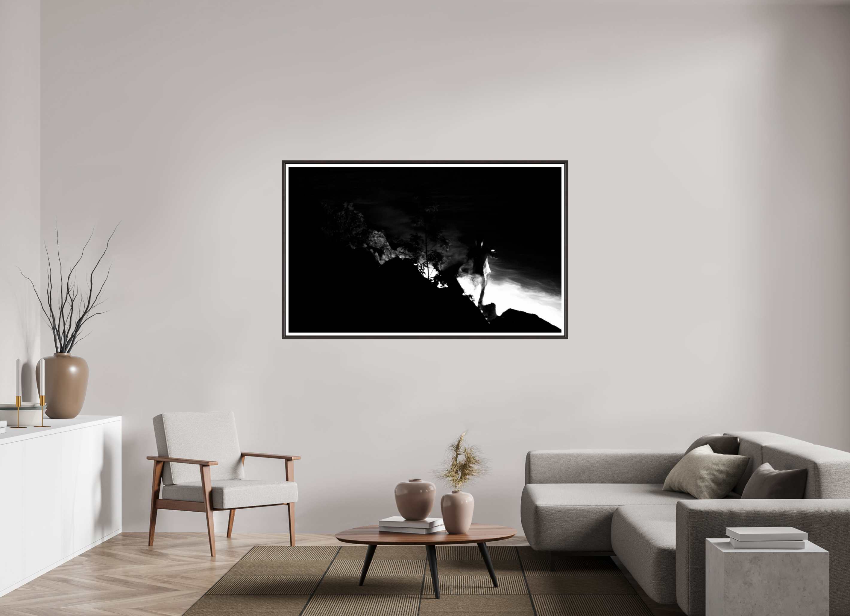 64.4 x 39″, Floater Frame (Alder Brown) Some Kind Of Spirit World