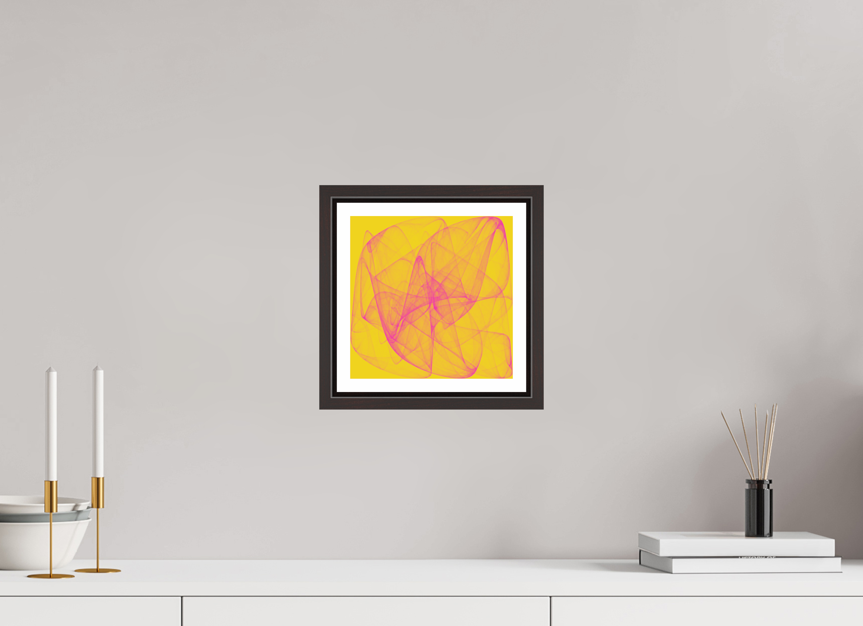 8 x 8″, Floater Frame (Alder Brown) Yellow Stuff
