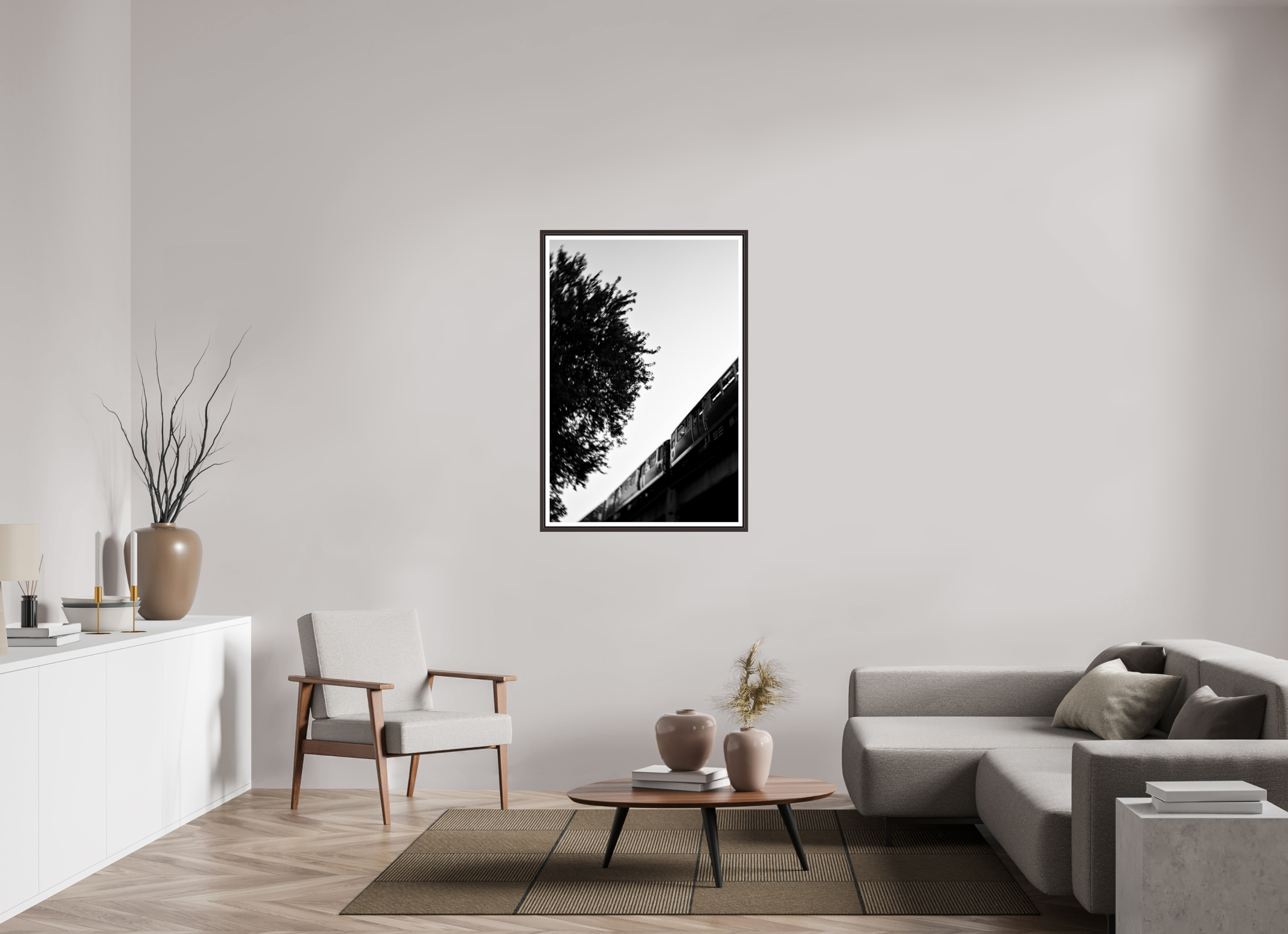30 x 45″, Floater Frame (Alder Brown) Transit