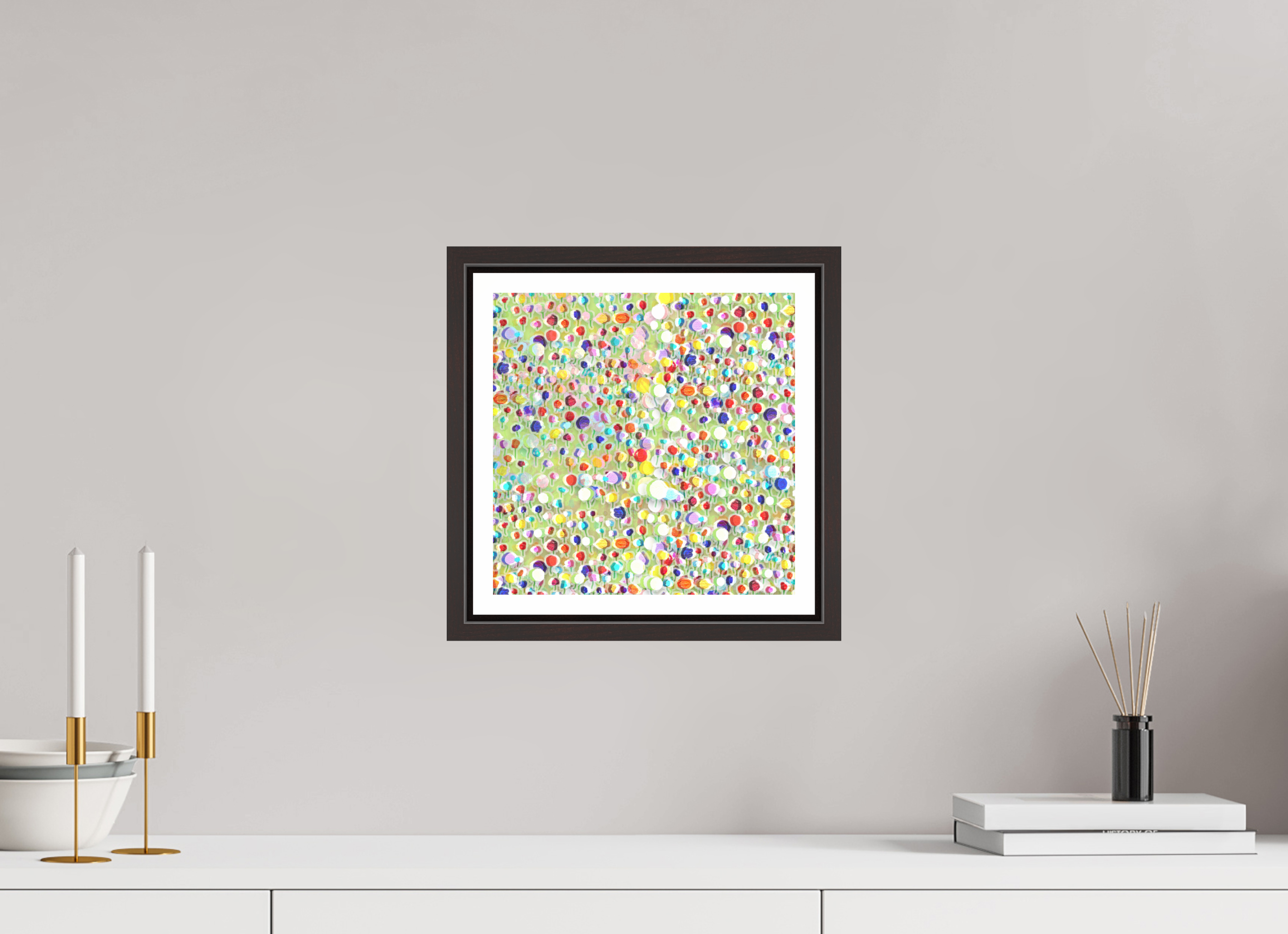 10 x 10″, Floater Frame (Alder Brown) tulips
