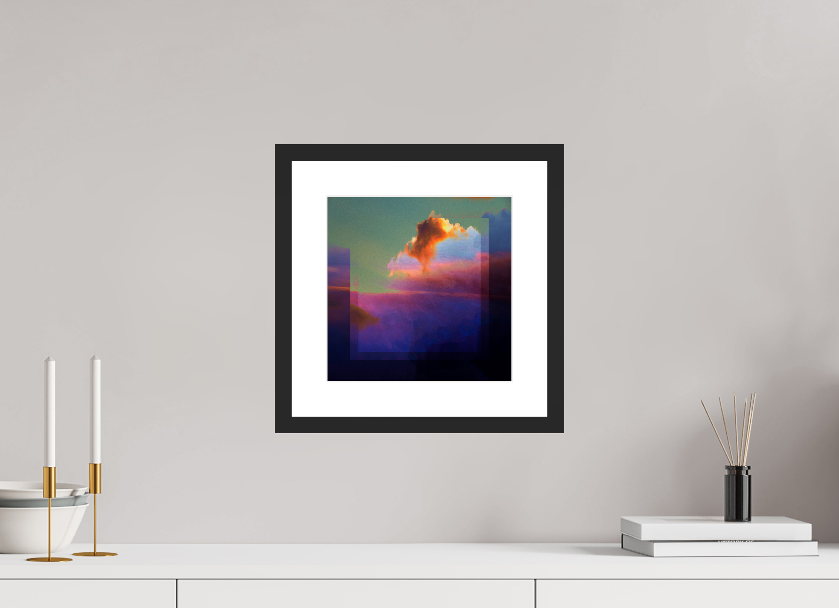10 x 10″, Fuji Crystal Archive Print Framed (Black) Lofi Clouds